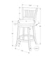 MN-121238    Bar Stool, Set Of 2, Swivel, Bar Height, Wood, Leather Look, White, Traditional