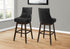 MN-141242    Bar Stool, Set Of 2, Swivel, Bar Height, Solid Wood, Leather Look, Black, Espresso, Transitional