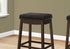 MN-181260    Bar Stool, Set Of 2, Bar Height, Saddle Seat, Solid Wood, Leather Look, Black, Espresso, Traditional