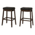 MN-181260    Bar Stool, Set Of 2, Bar Height, Saddle Seat, Solid Wood, Leather Look, Black, Espresso, Traditional