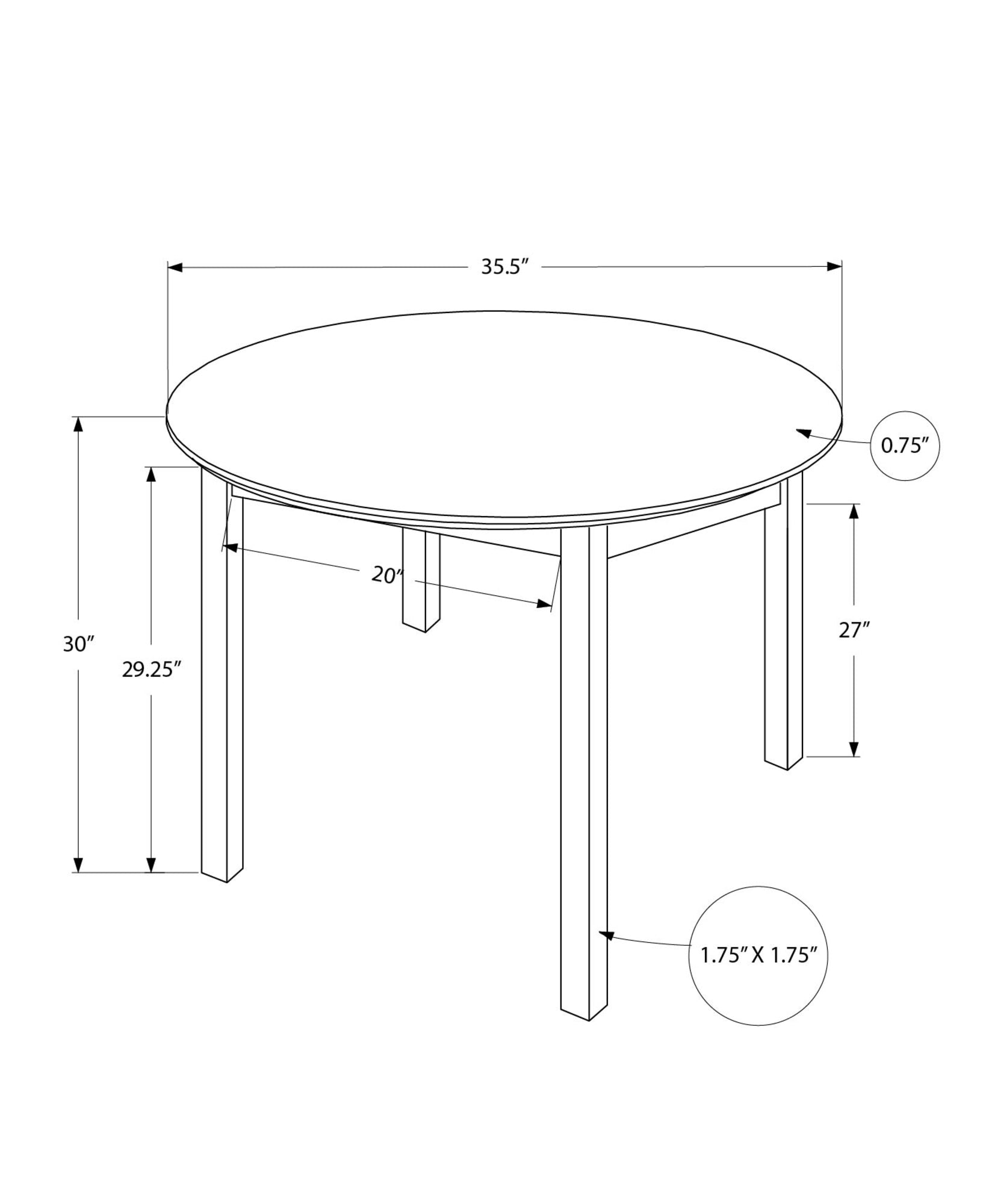 MN-231300    Dining Table - 36"Dia / Espresso