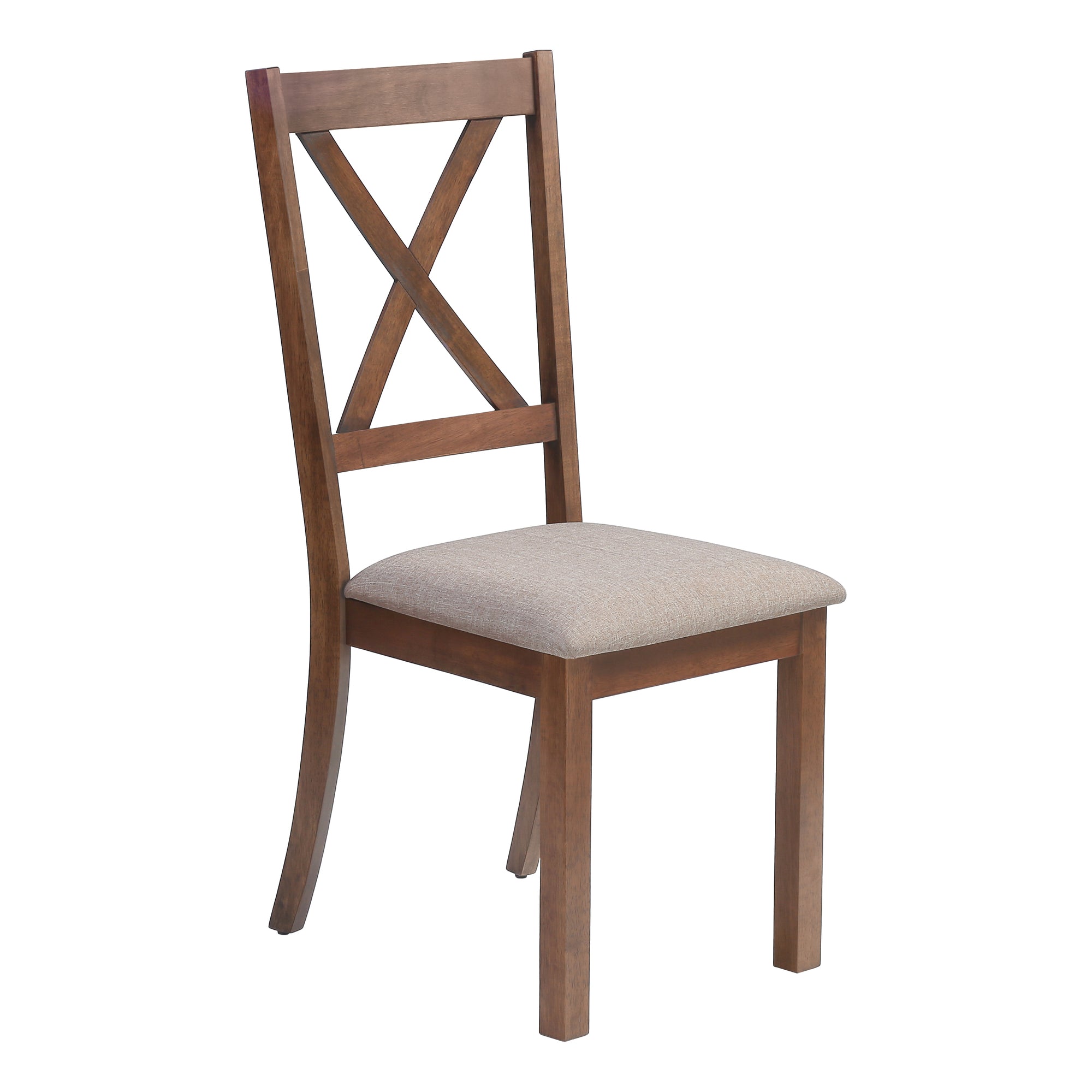 MN-291311    Dining Chair,  2Pcs , 40"H Brown Walnut, Beige Fabric