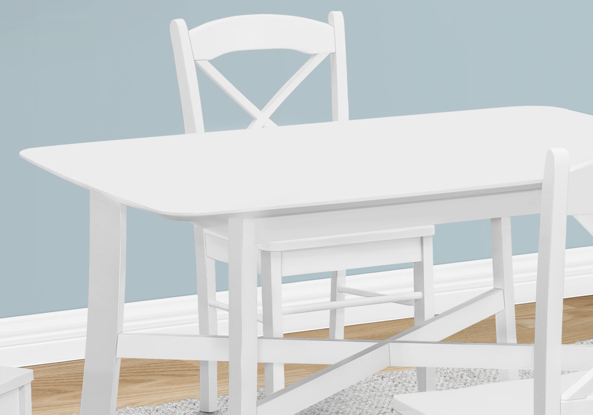 MN-221323    Dining Table, 48" Rectangular, Small, Kitchen, Dining Room, White Veneer, Wood Legs, Transitional