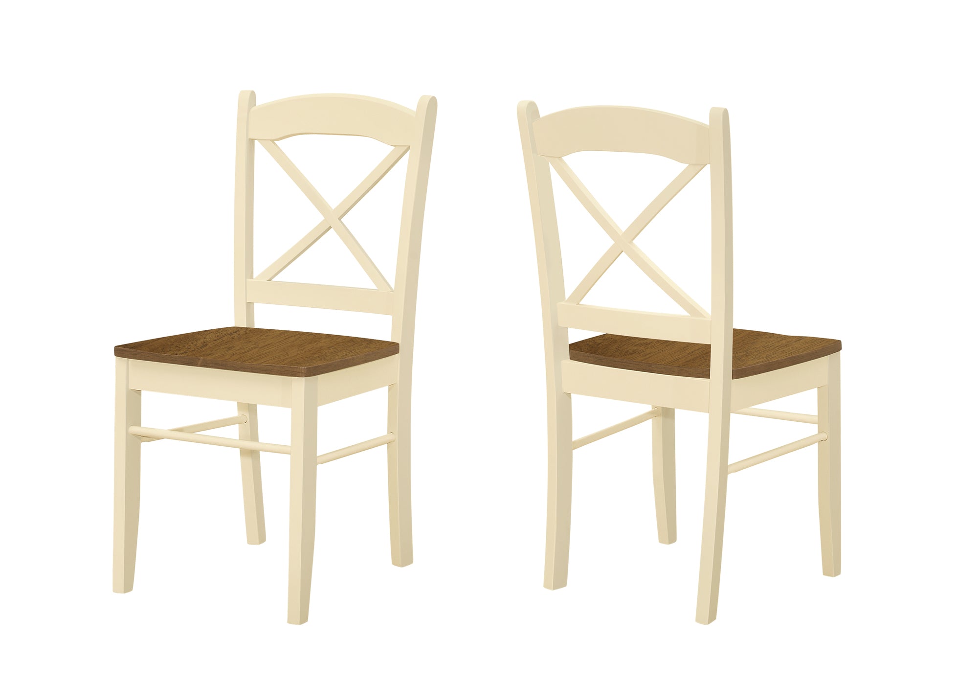 MN-231325    Dining Chair, Set Of 2, Side, Kitchen, Dining Room, Oak And Cream, Wood Legs, Transitional
