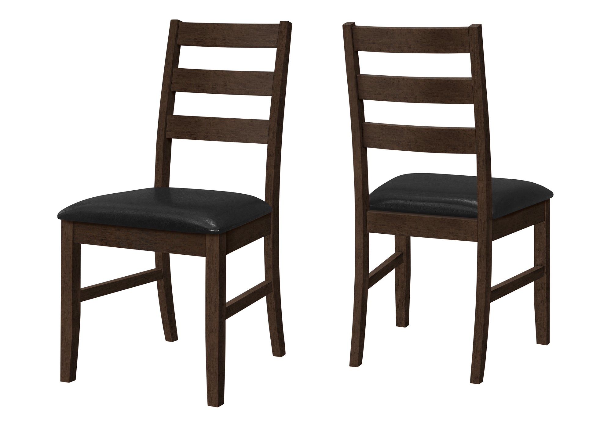 MN-291332    Dining Chair, Set Of 2, 37" Height, Kitchen, Dining Room, Side, Upholstered, Brown Leather Look, Brown Solid Wood, Transitional