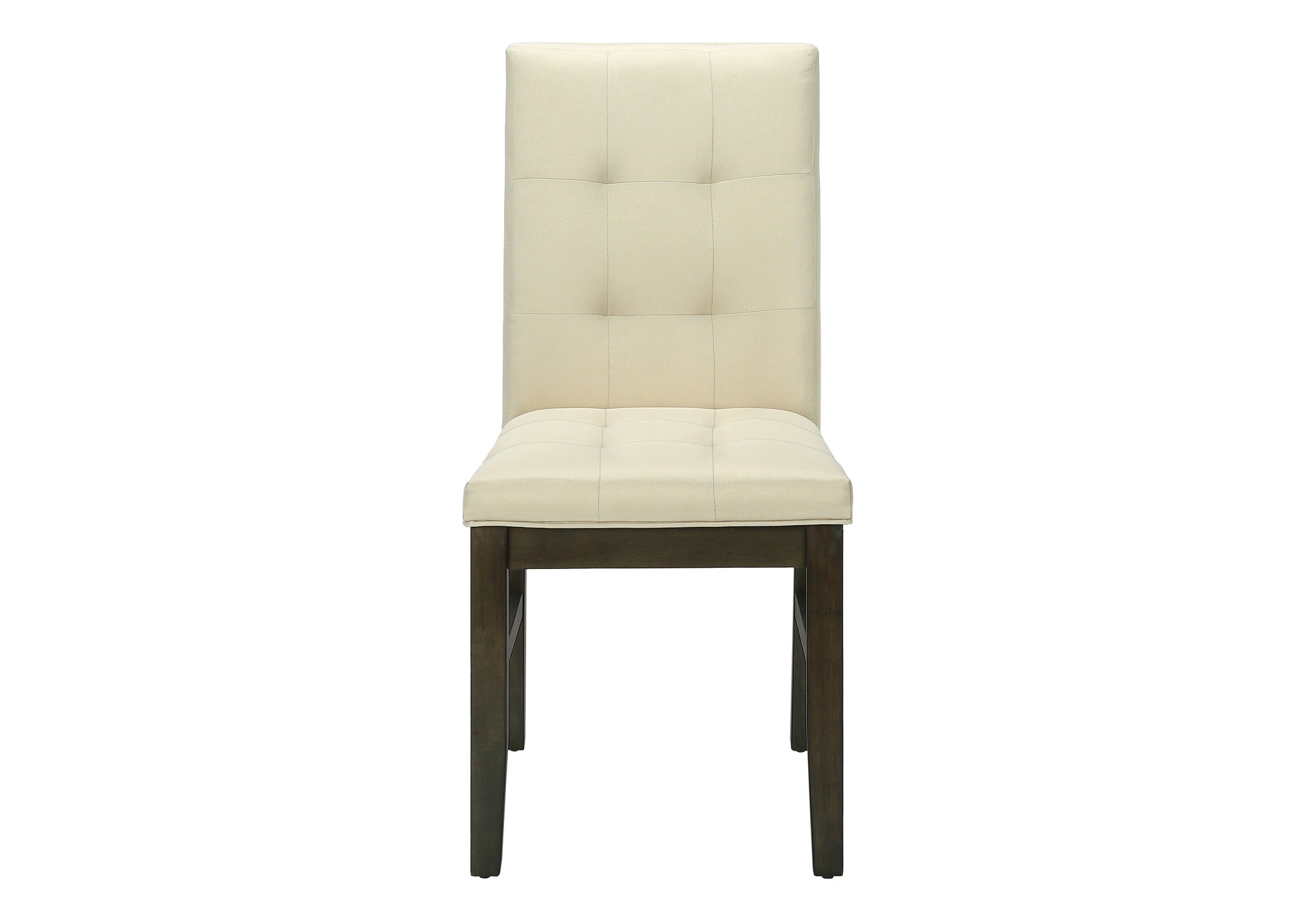 MN-371376    Dining Chair, 37" Height, Set Of 2, Upholstered, Dining Room, Kitchen, Cream Fabric, Grey Solid Wood, Transitional