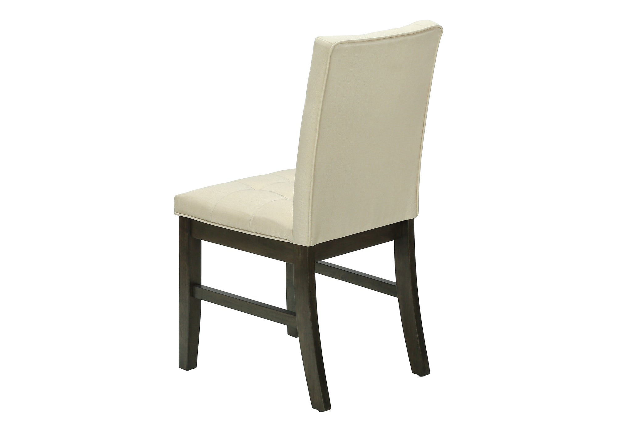 MN-371376    Dining Chair, 37" Height, Set Of 2, Upholstered, Dining Room, Kitchen, Cream Fabric, Grey Solid Wood, Transitional
