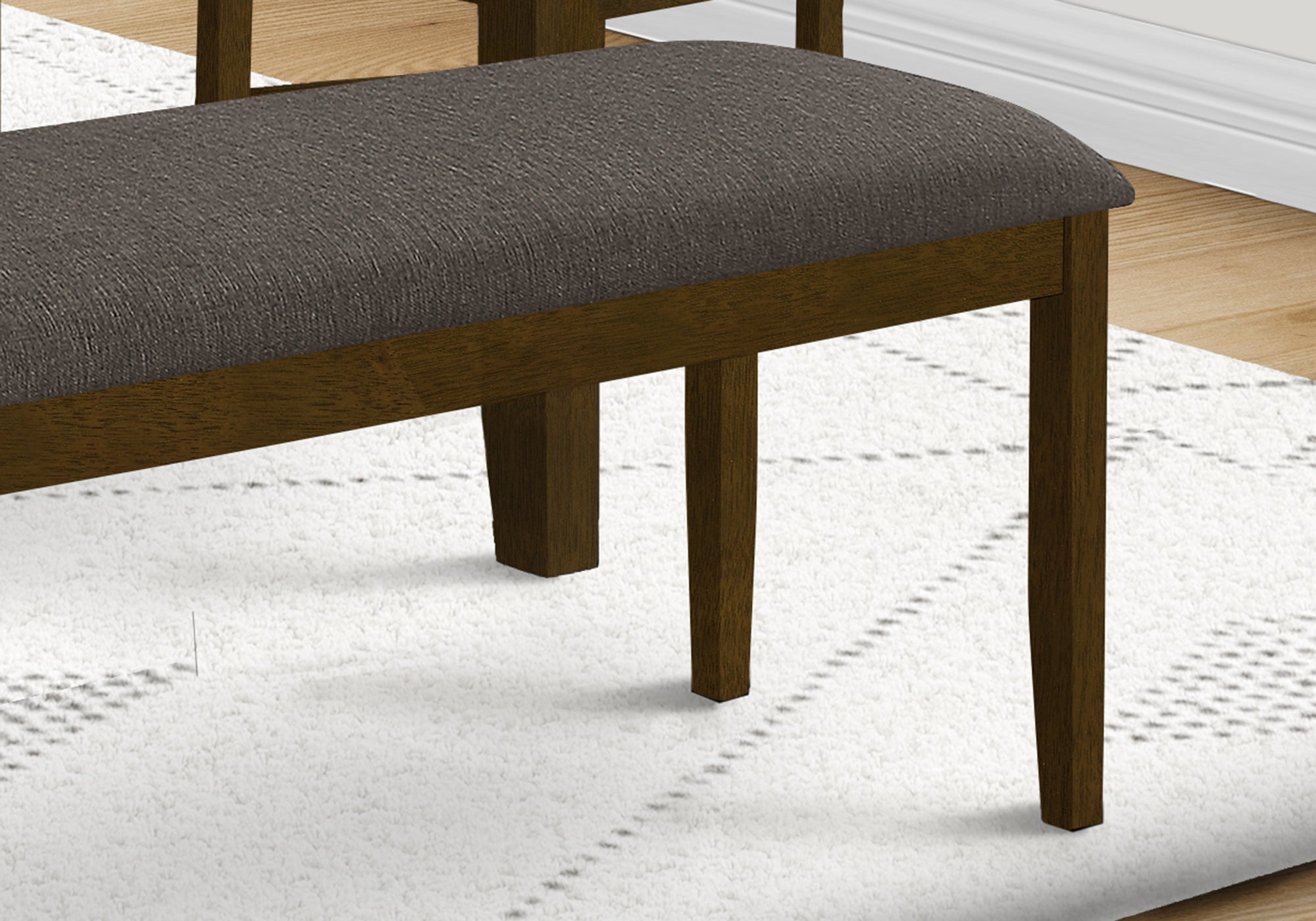 MN-451397    Bench, 44" Rectangular, Upholstered, Wood, Dining Room, Kitchen, Entryway, Brown Solid Wood, Brown Fabric, Transitional