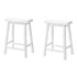 MN-371533    Bar Stool, Set Of 2, Counter Height, Saddle Seat, Kitchen, Wood, White, Traditional