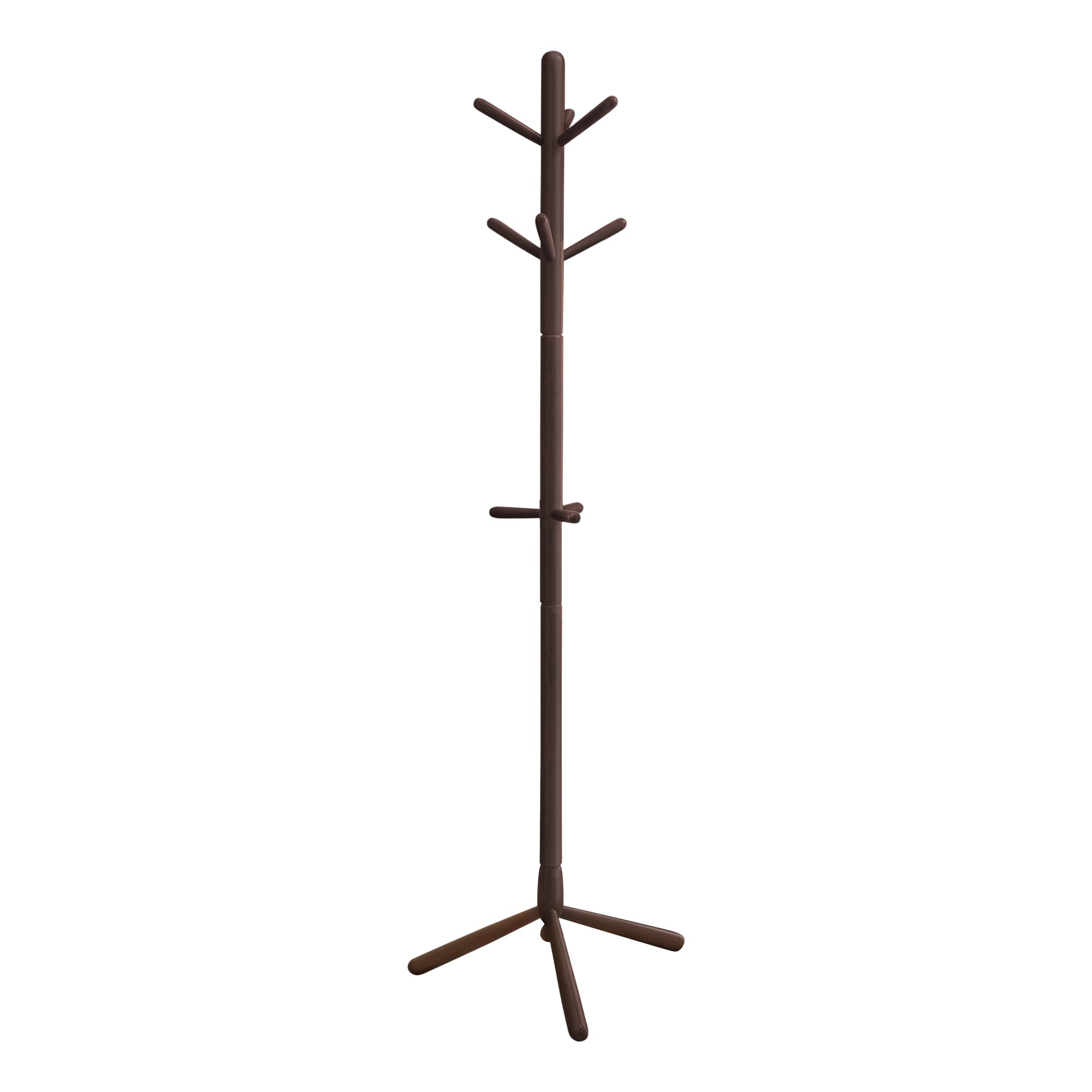 MN-472004    Coat Rack, Hall Tree, Free Standing, 9 Hooks, Entryway, 69"H, Wooden, Dark Brown, Contemporary, Modern