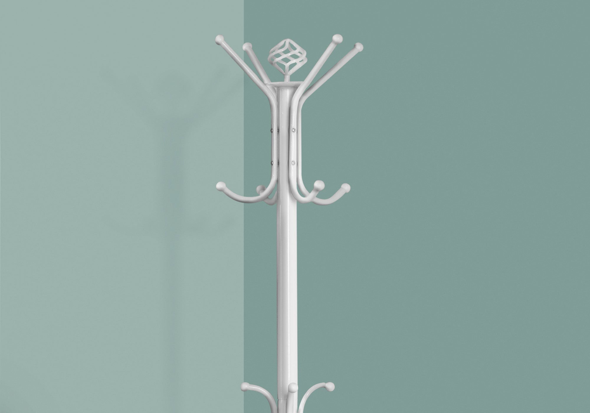 MN-492006    Coat Rack, Hall Tree, Free Standing, 12 Hooks, Entryway, 70"H, Metal, White, Contemporary, Modern