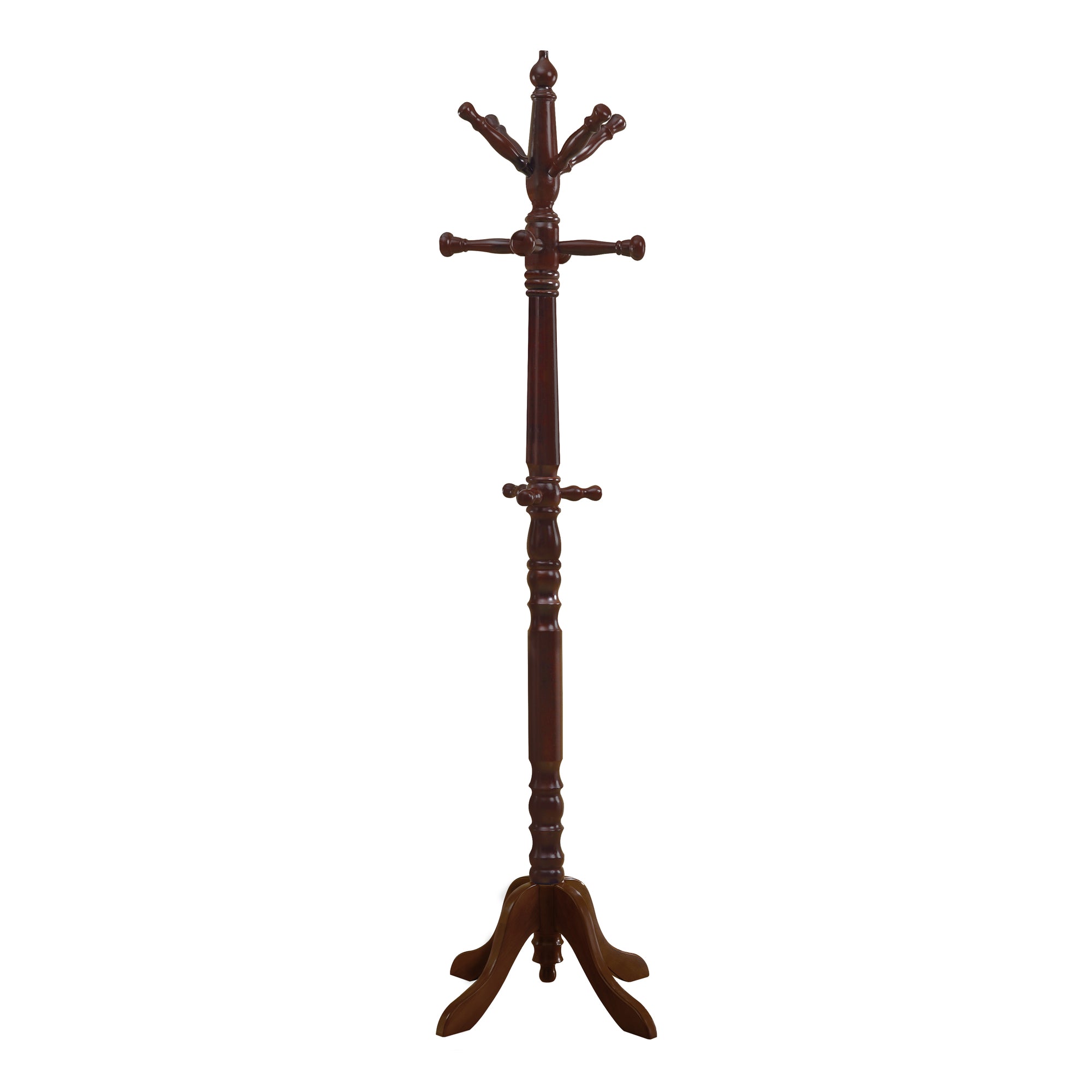MN-522011    Coat Rack, Hall Tree, Free Standing, 11 Hooks, Entryway, 73"H, Wooden, Cherry, Traditional