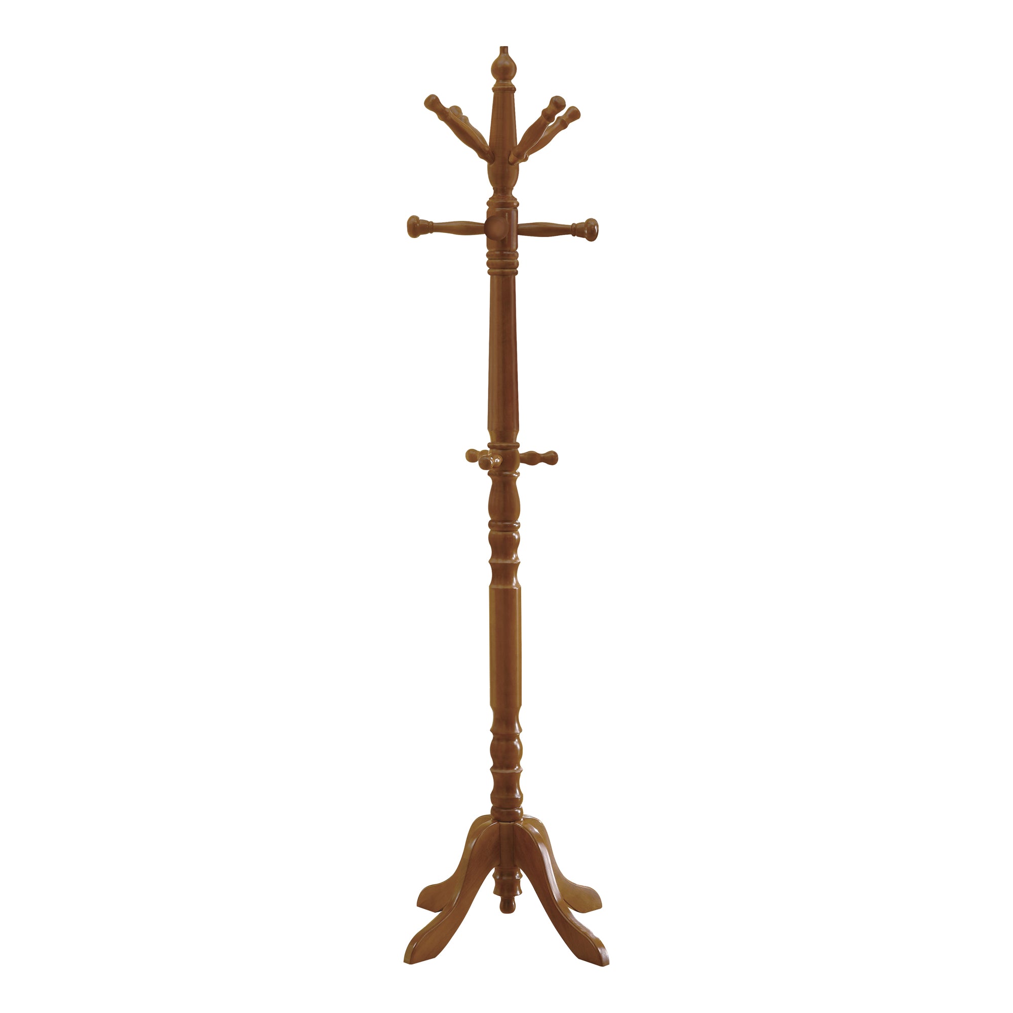 MN-532012    Coat Rack, Hall Tree, Free Standing, 11 Hooks, Entryway, 73"H, Wooden, Brown, Traditional