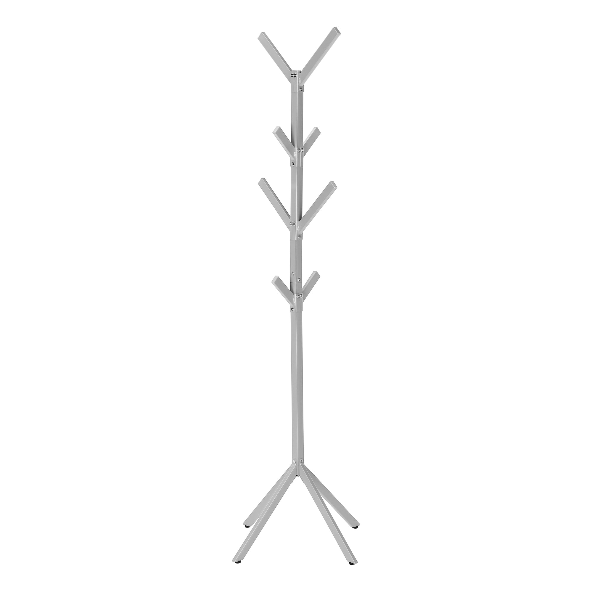 MN-712058    Coat Rack, Hall Tree, Free Standing, 8 Hooks, Entryway, 70"H, Metal, Grey, Contemporary, Modern