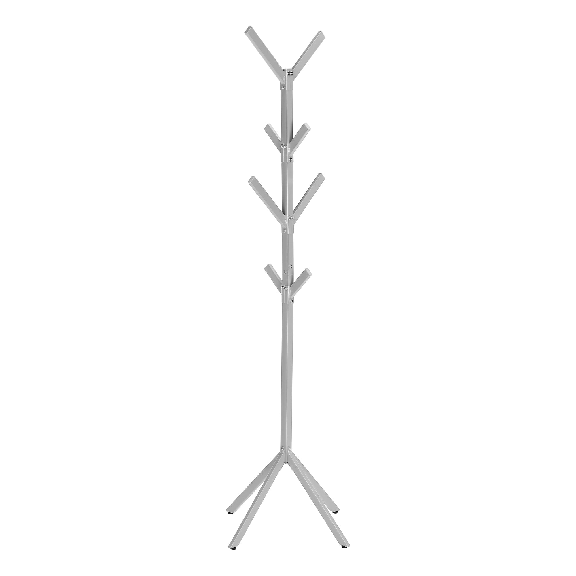 MN-712058    Coat Rack, Hall Tree, Free Standing, 8 Hooks, Entryway, 70"H, Metal, Grey, Contemporary, Modern