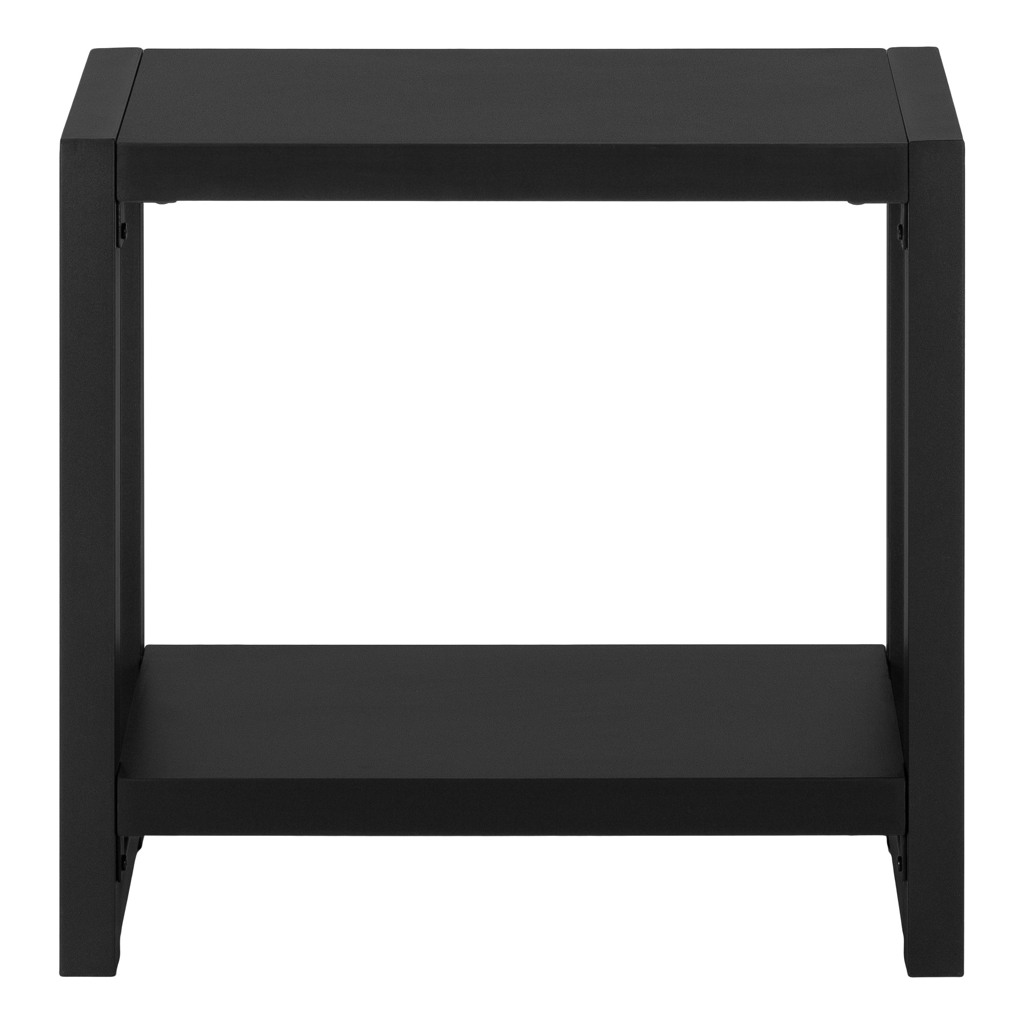 MN-872081    Accent Table, Side, End, Narrow, Small, Living Room, Bedroom, 2 Tier, Metal Legs, Laminate, Black, Contemporary, Modern