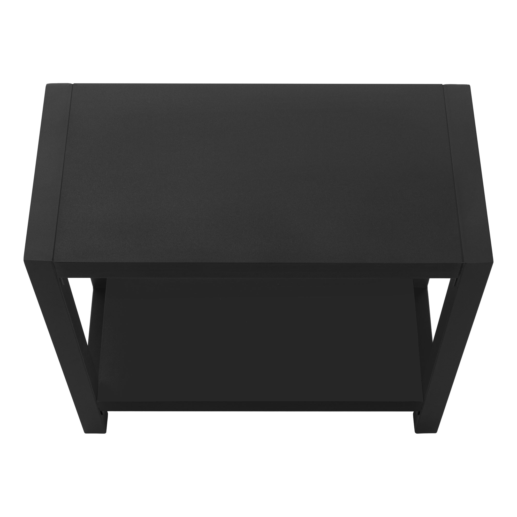 MN-872081    Accent Table, Side, End, Narrow, Small, Living Room, Bedroom, 2 Tier, Metal Legs, Laminate, Black, Contemporary, Modern