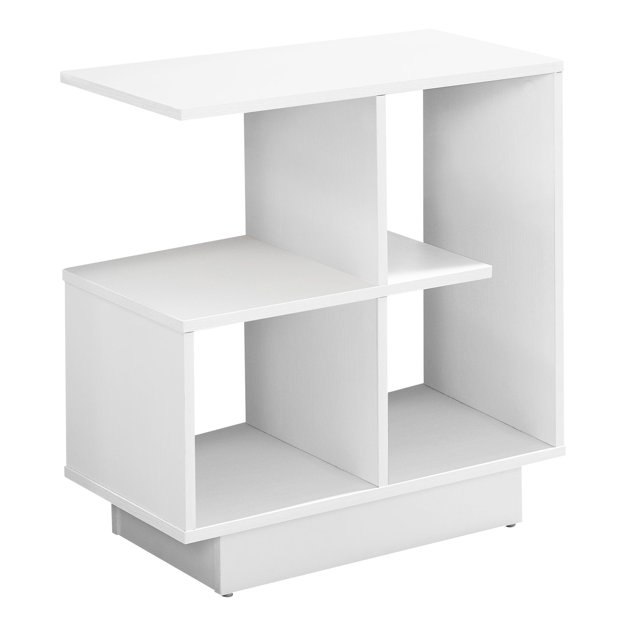 MN-952096    Accent Table, Side, End, Narrow, Small, Living Room, Bedroom, 3 Tier, Laminate, White, White, Contemporary, Modern