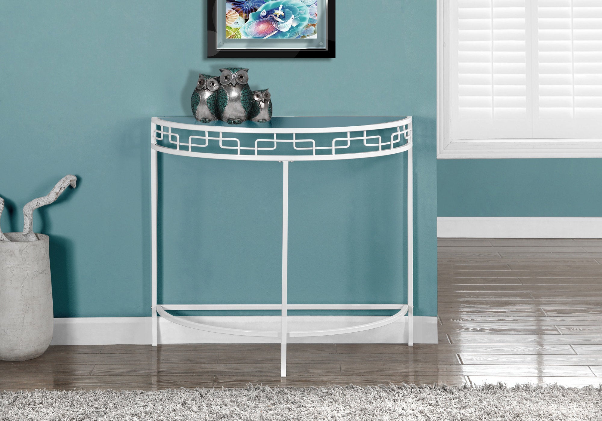 MN-102112    Accent Table, Console, Entryway, Narrow, Sofa, Living Room, Bedroom, Metal Frame, Laminate, White, White, Contemporary, Modern