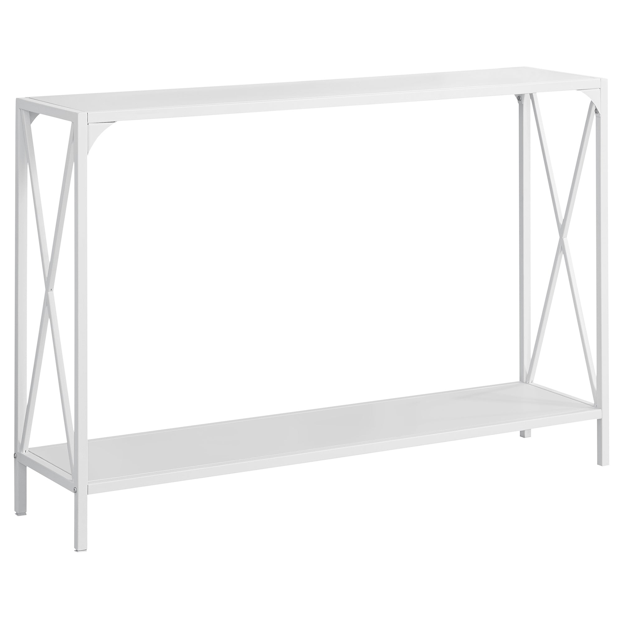 MN-122124    Accent Table, Console, Entryway, Narrow, Sofa, Living Room, Bedroom, Metal Frame, Laminate, White, White, Contemporary, Modern