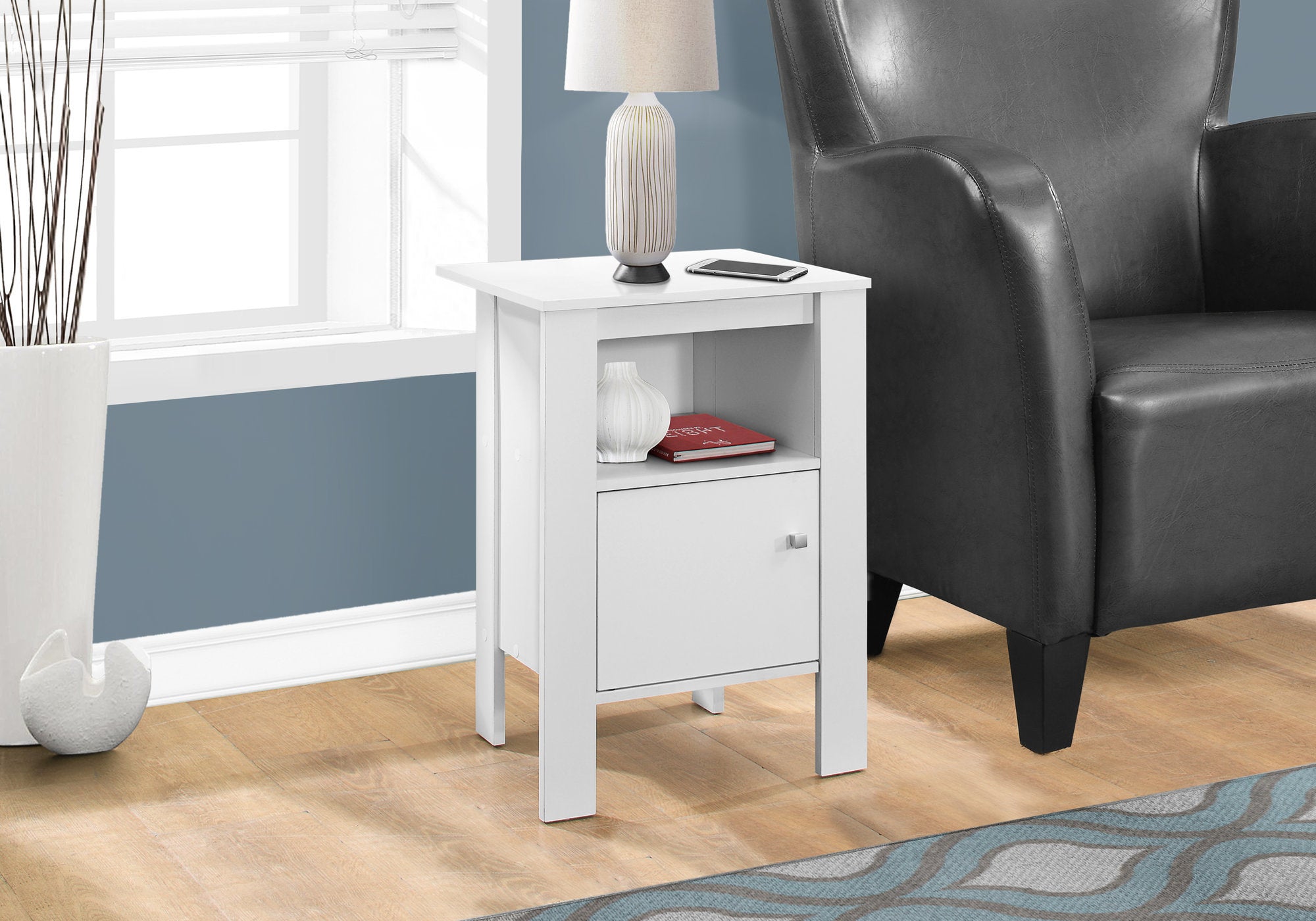 MN-192137    Accent Table, Side, End, Nightstand, Lamp, Living Room, Bedroom, Laminate, White, White, Contemporary, Modern