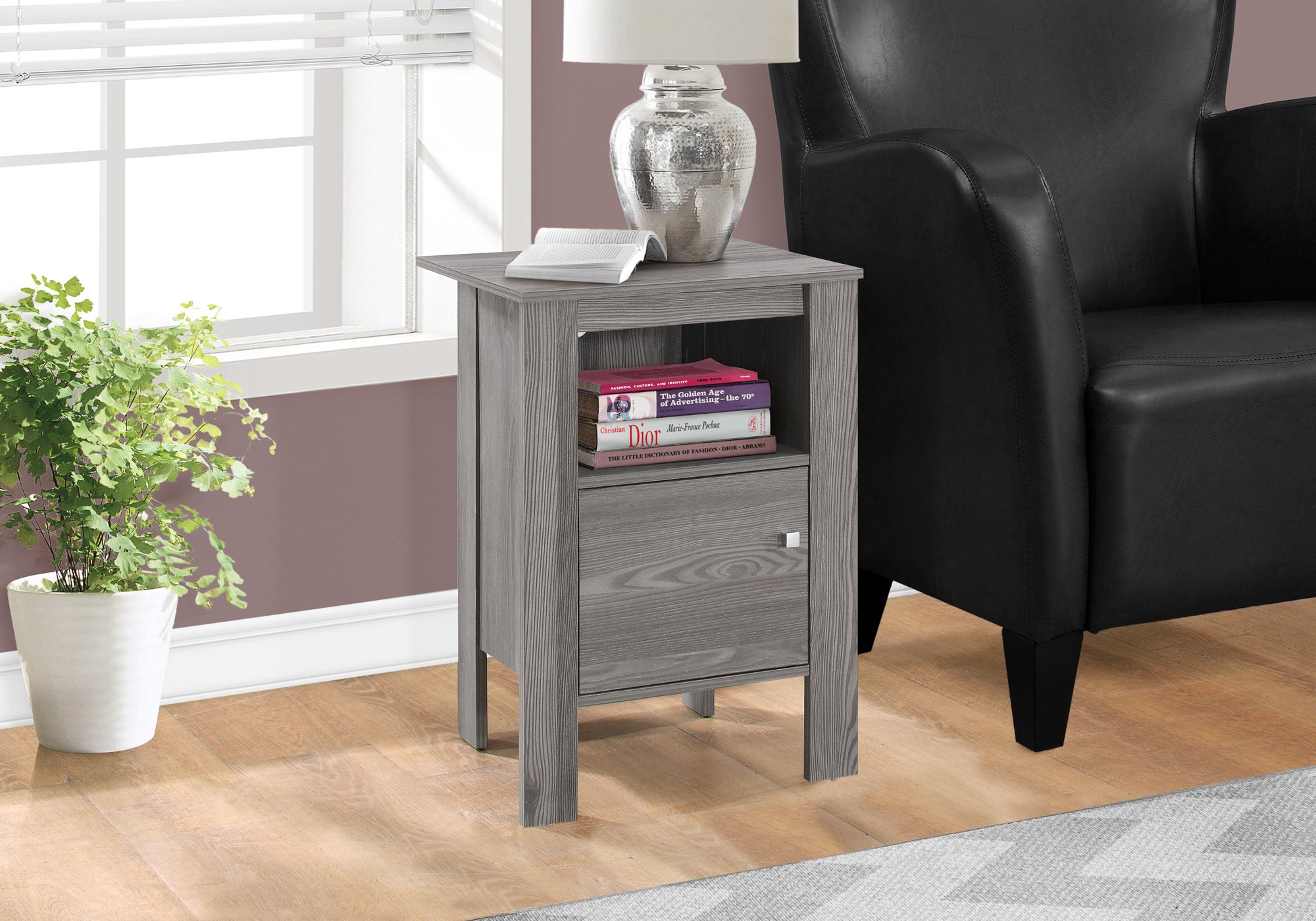 MN-202138    Accent Table, Side, End, Nightstand, Lamp, Living Room, Bedroom, Laminate, Grey, Contemporary, Modern
