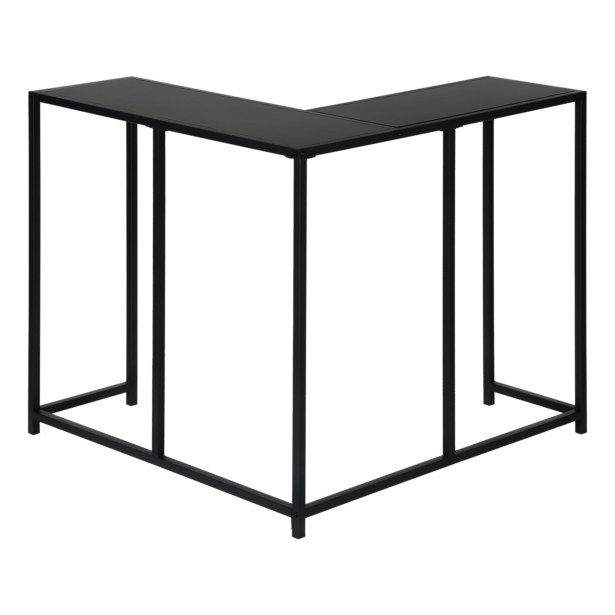 MN-302157    Accent Table, Console, Entryway, Narrow, Corner, Living Room, Bedroom, Metal Frame, Laminate, Black, Contemporary, Modern