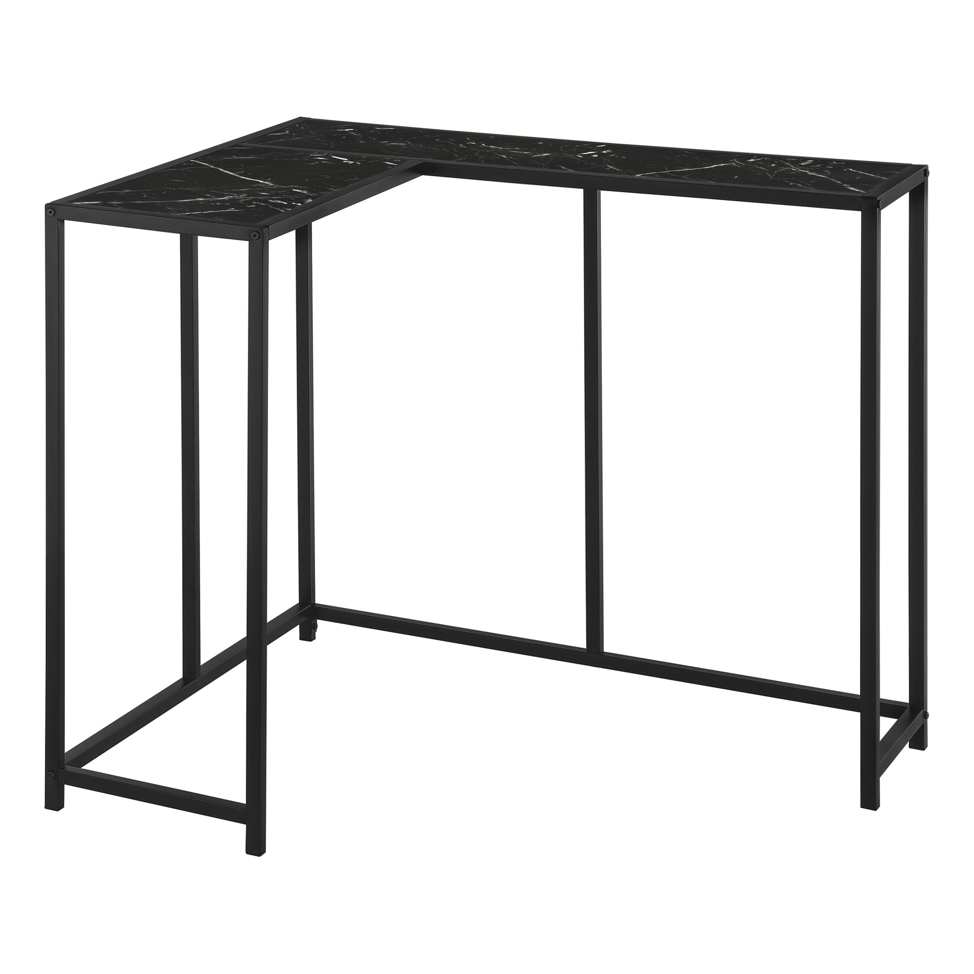 MN-312158    Accent Table, Console, Entryway, Narrow, Corner, Living Room, Bedroom, Metal Frame, Laminate, Black Marble-Look, Black, Contemporary, Modern