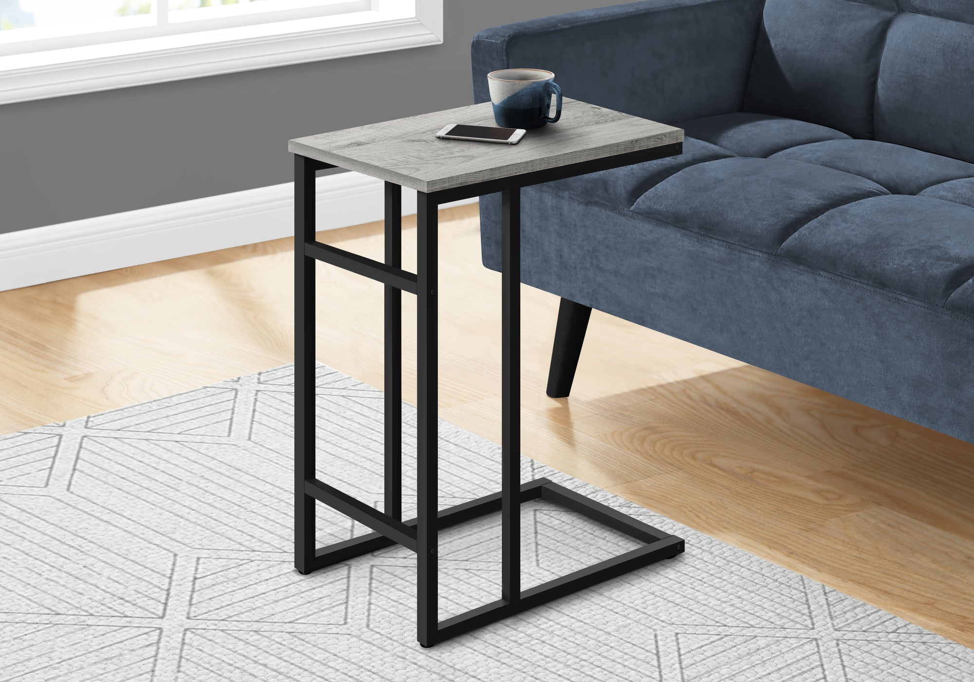 MN-382171    Accent Table - 24"H, Grey, Black Metal