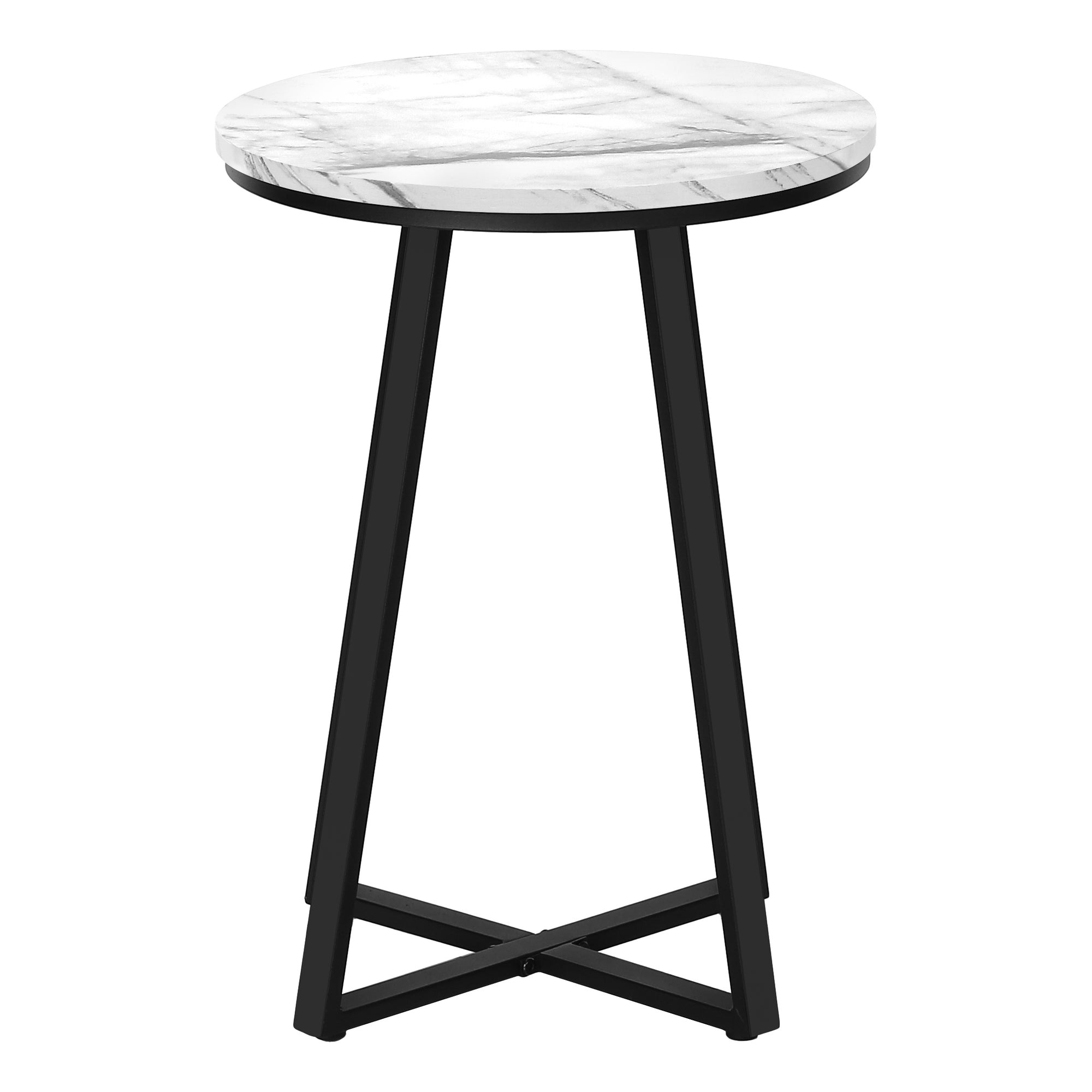 MN-452178    Accent Table - 22"H / White Marble / Black Metal