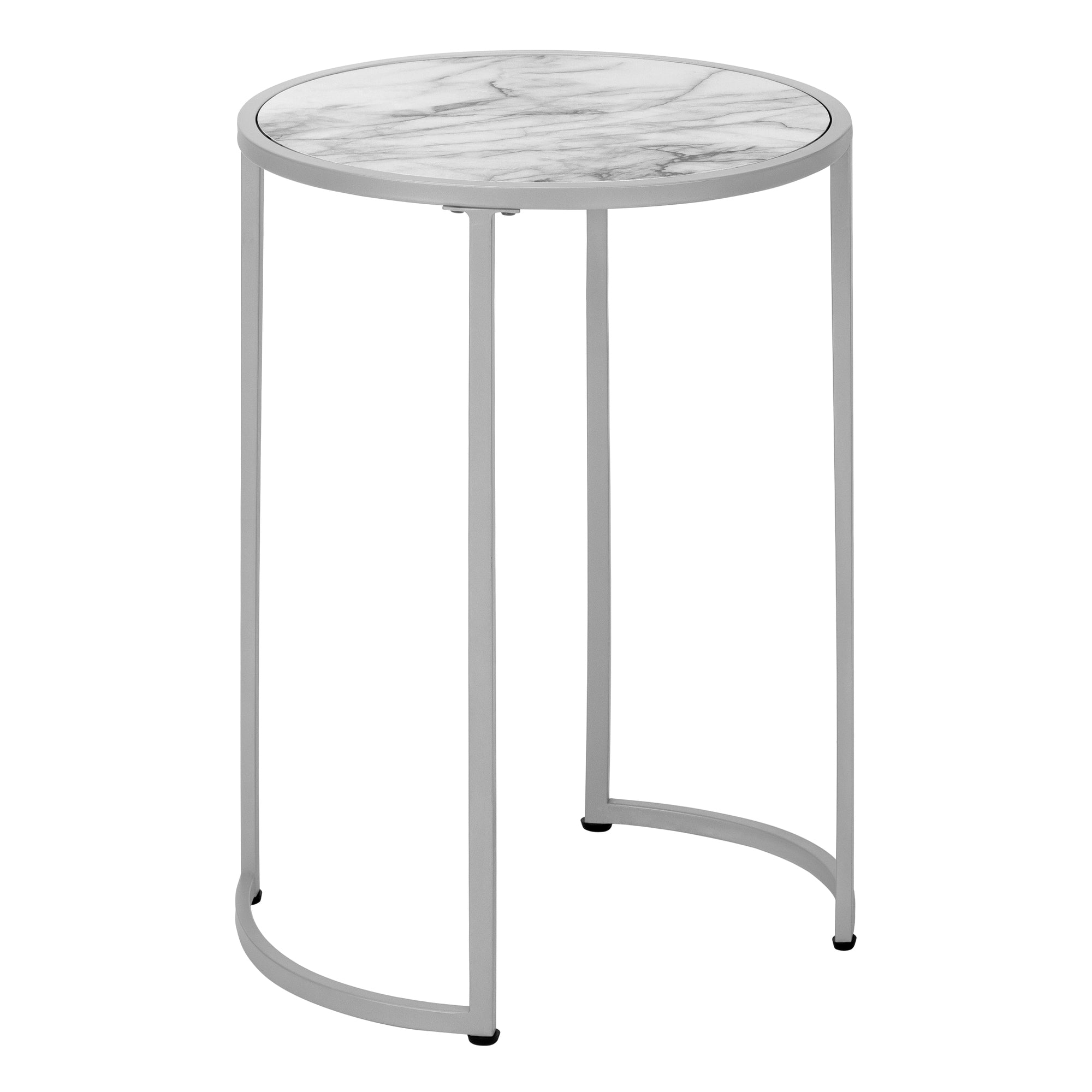 MN-502205    Accent Table, Side, End, Nightstand, Lamp, Living Room, Bedroom, Metal Base, Laminate, White Marble Look, Contemporary, Modern