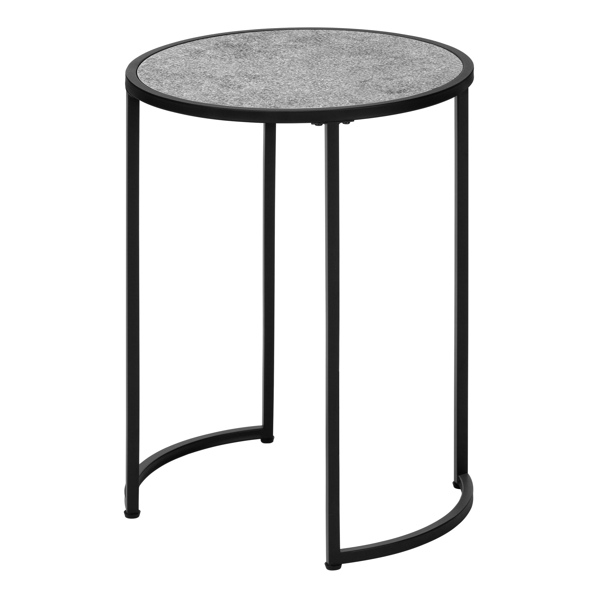 MN-512206    Accent Table, Side, End, Nightstand, Lamp, Living Room, Bedroom, Metal Base, Laminate, Grey Stone Look, Black, Contemporary, Modern
