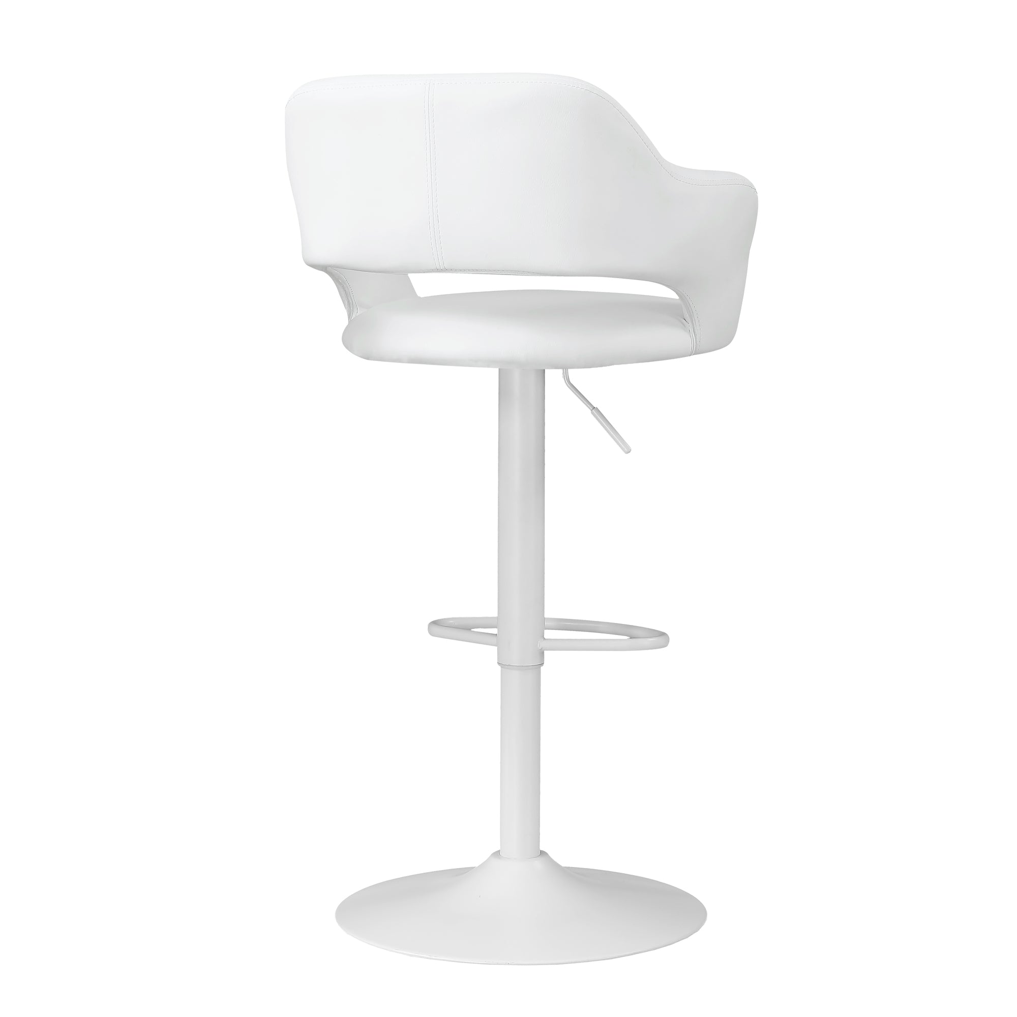 MN-862382    Bar Stool, Swivel, Bar Height, Adjustable, Metal, Leather Look, White, Contemporary, Modern