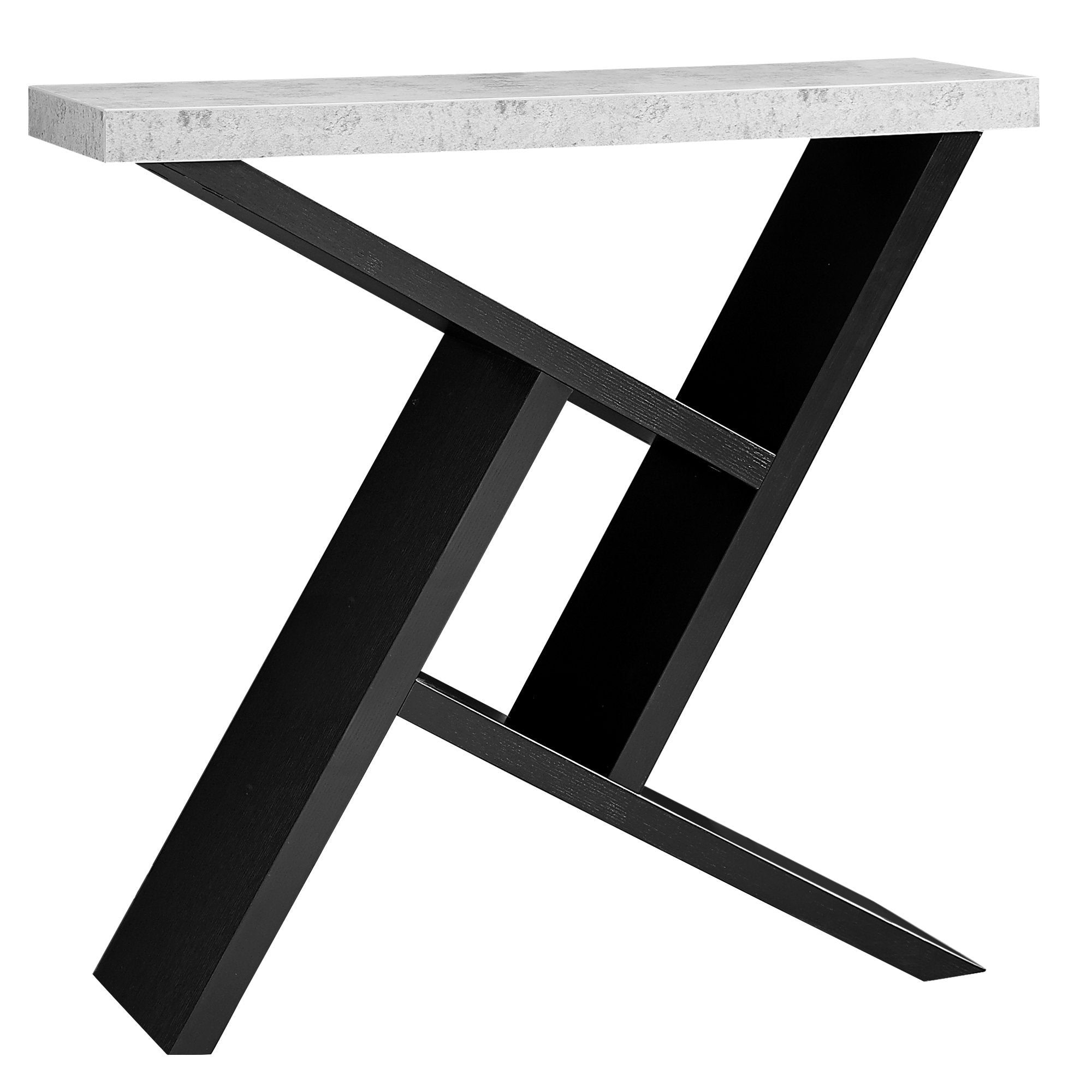 MN-902406    Accent Table, Console, Entryway, Narrow, Sofa, Living Room, Bedroom, Laminate, Grey Cement Look, Black, Contemporary, Modern