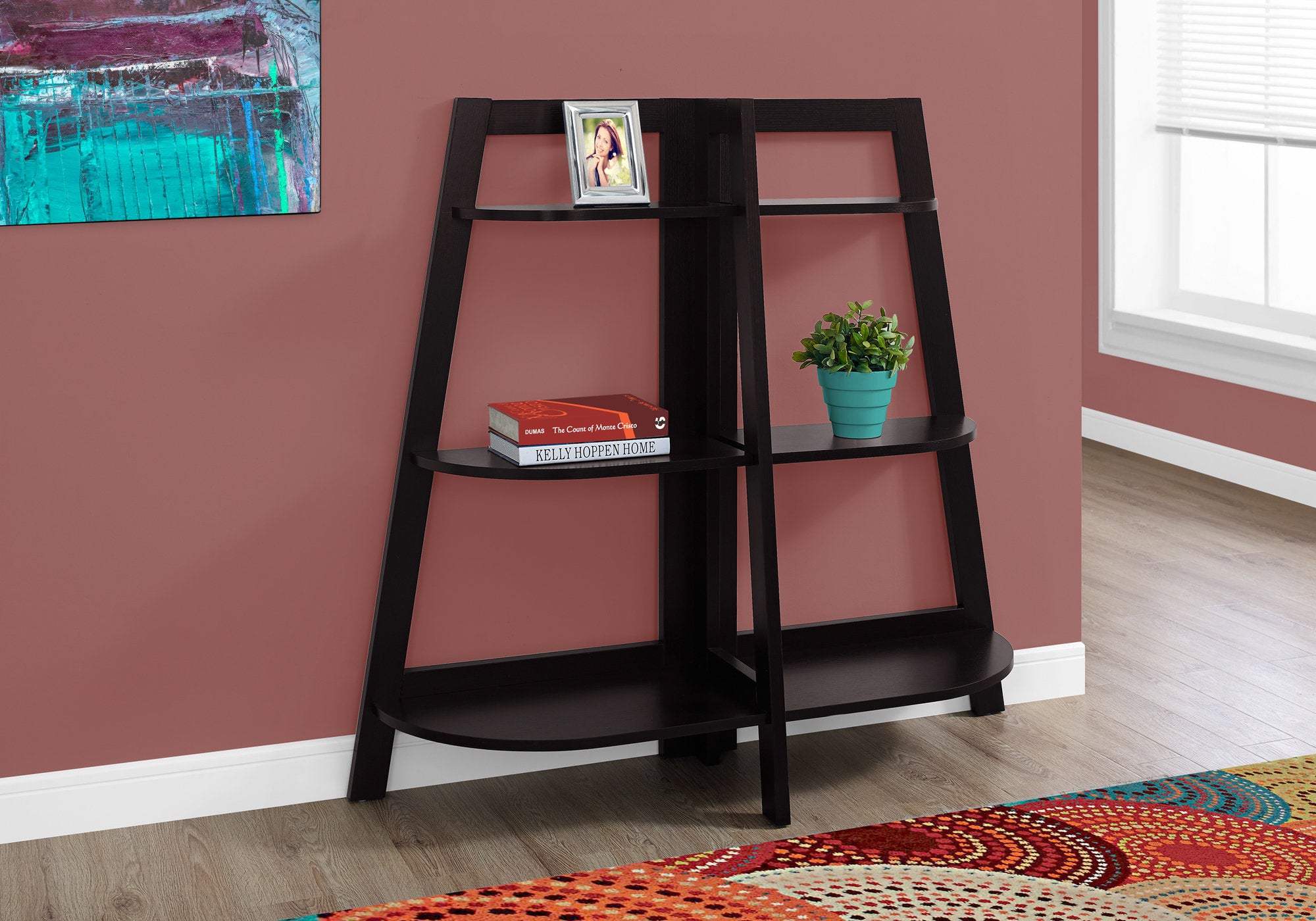 MN-522426    Bookshelf, Bookcase, Etagere, 3 Tier, 48"H, Office, Bedroom, Brown Laminate, Contemporary, Modern