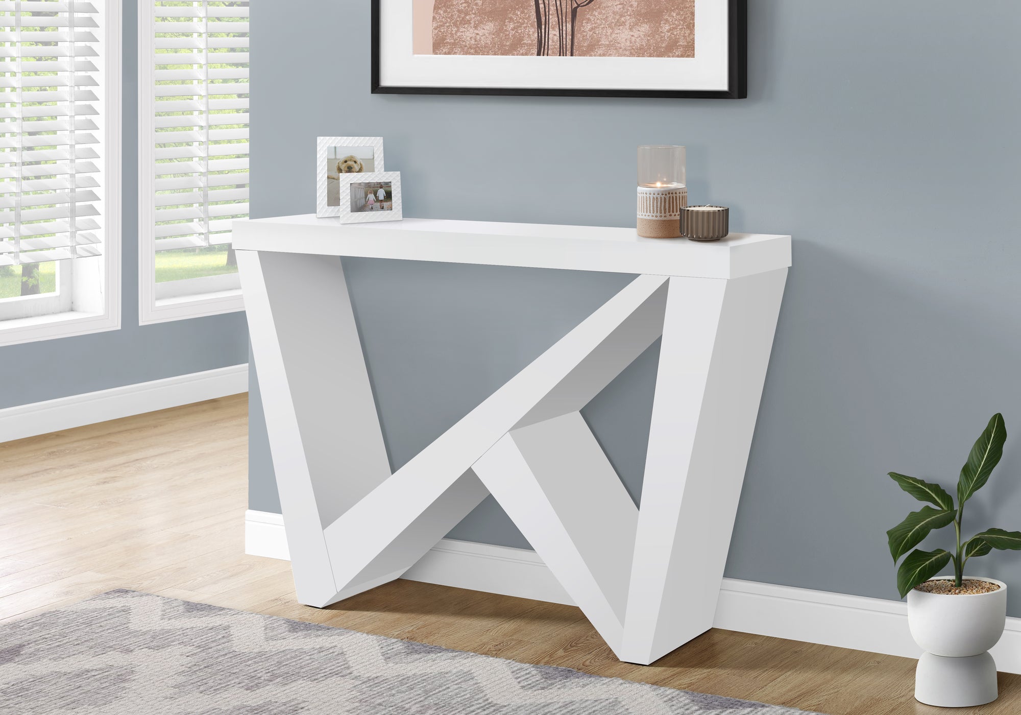 MN-142429    Accent Table, Console, Entryway, Narrow, Sofa, Living Room, Bedroom, Laminate, White, Contemporary, Modern