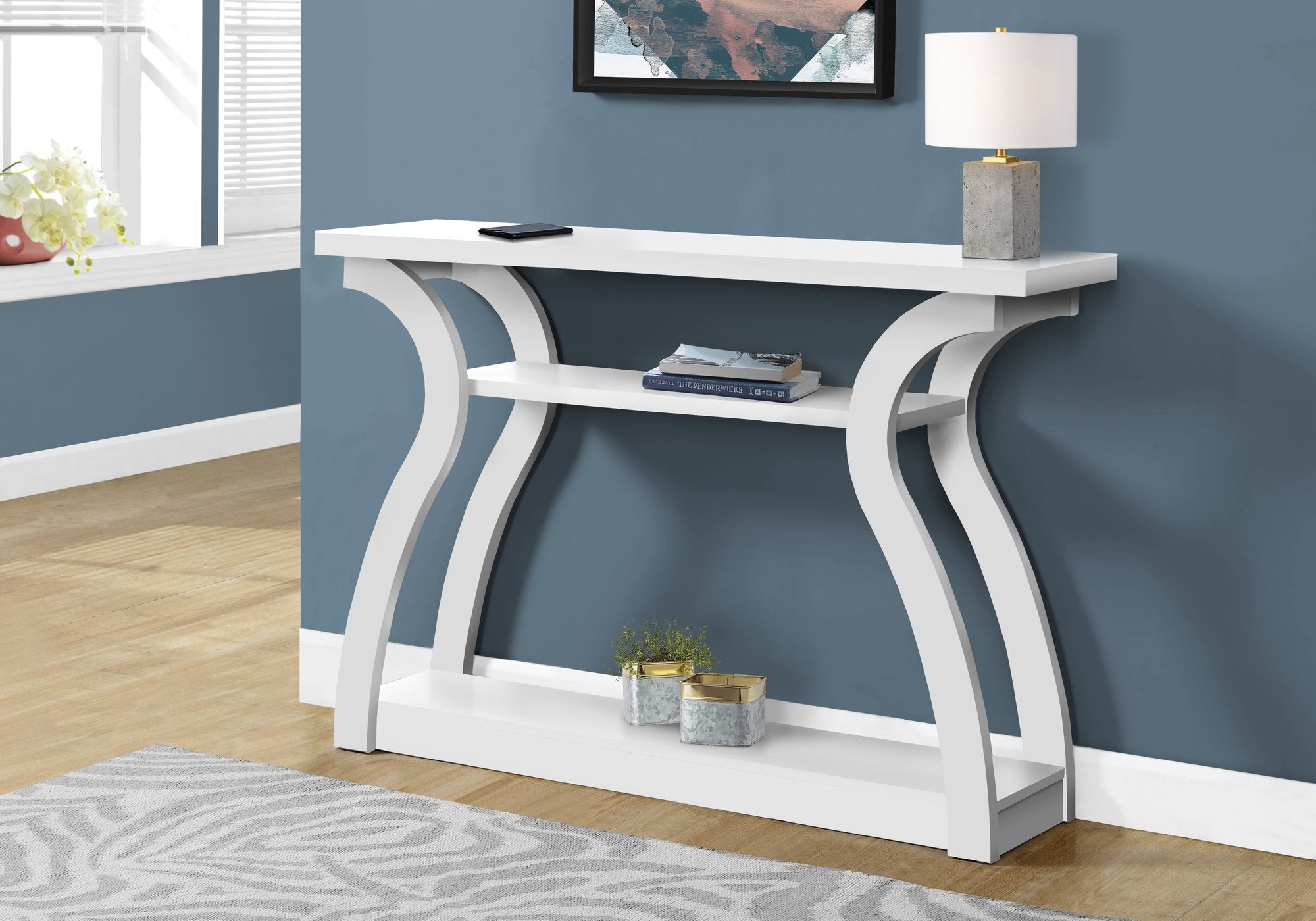 MN-202438    Accent Table, Console, Entryway, Narrow, Sofa, Living Room, Bedroom, Laminate, White, White, Contemporary, Modern