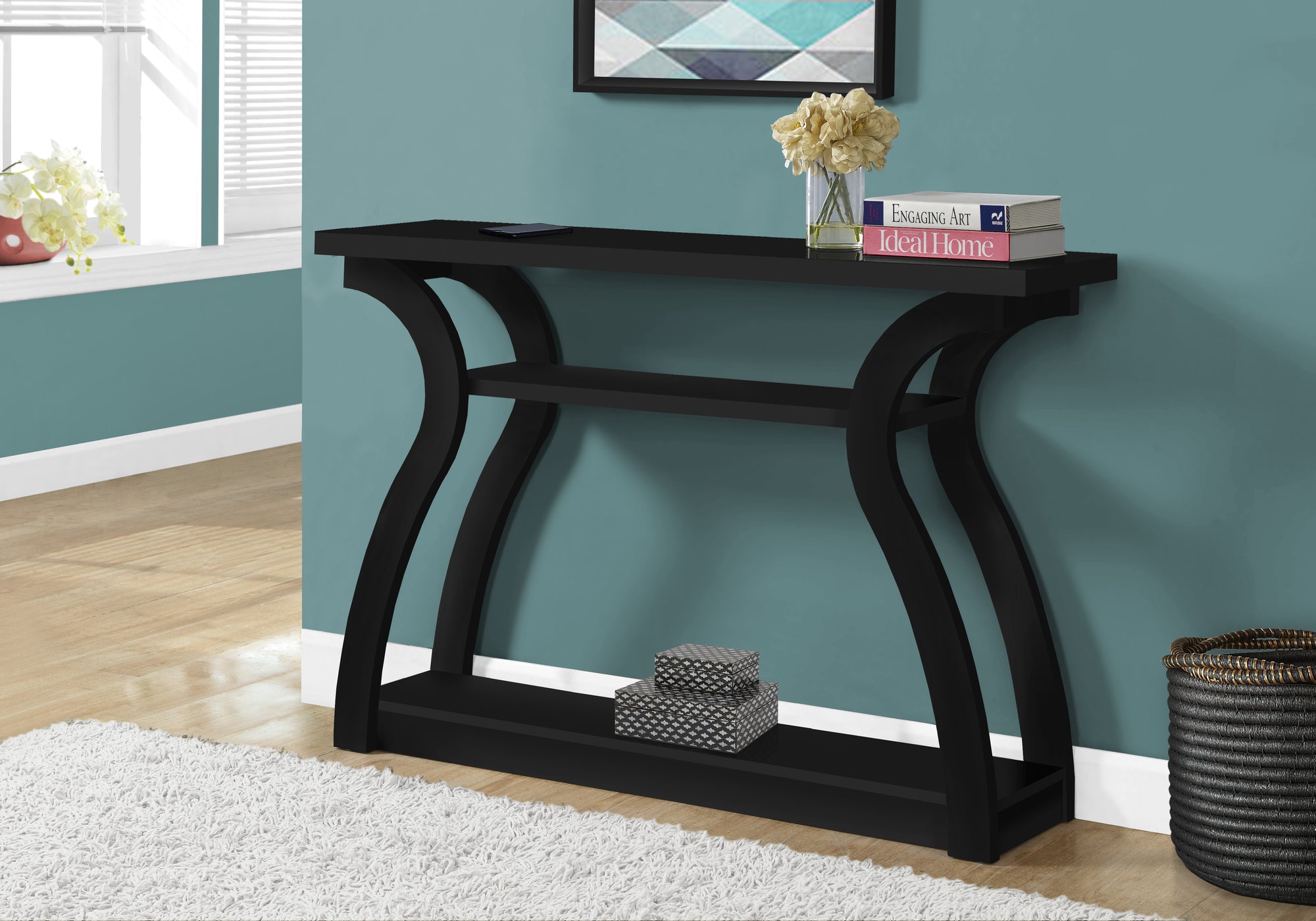 MN-212439    Accent Table, Console, Entryway, Narrow, Sofa, Living Room, Bedroom, Laminate, Black, Contemporary, Modern