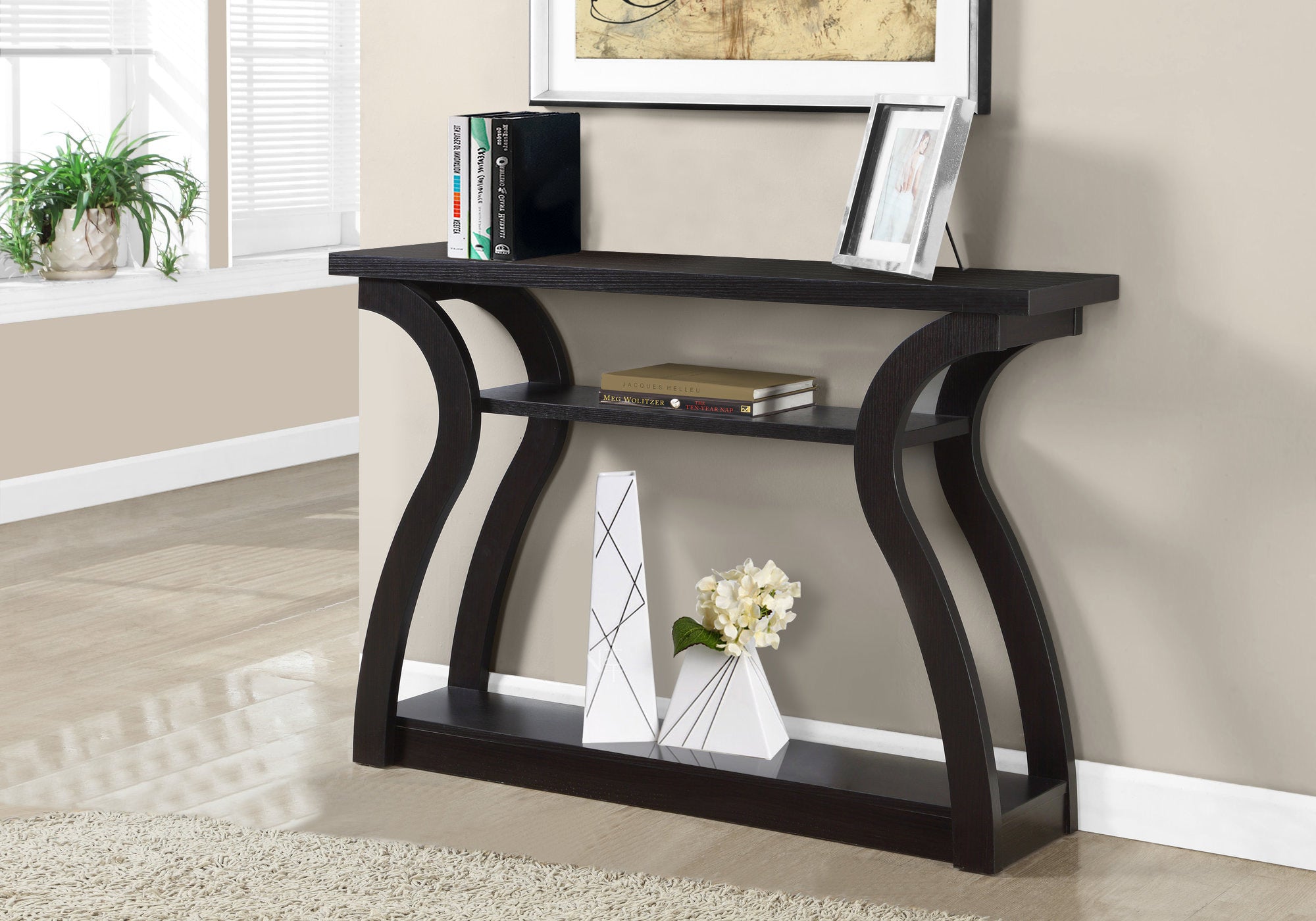 MN-222445    Accent Table, Console, Entryway, Narrow, Sofa, Living Room, Bedroom, Laminate, Dark Brown, Contemporary, Modern