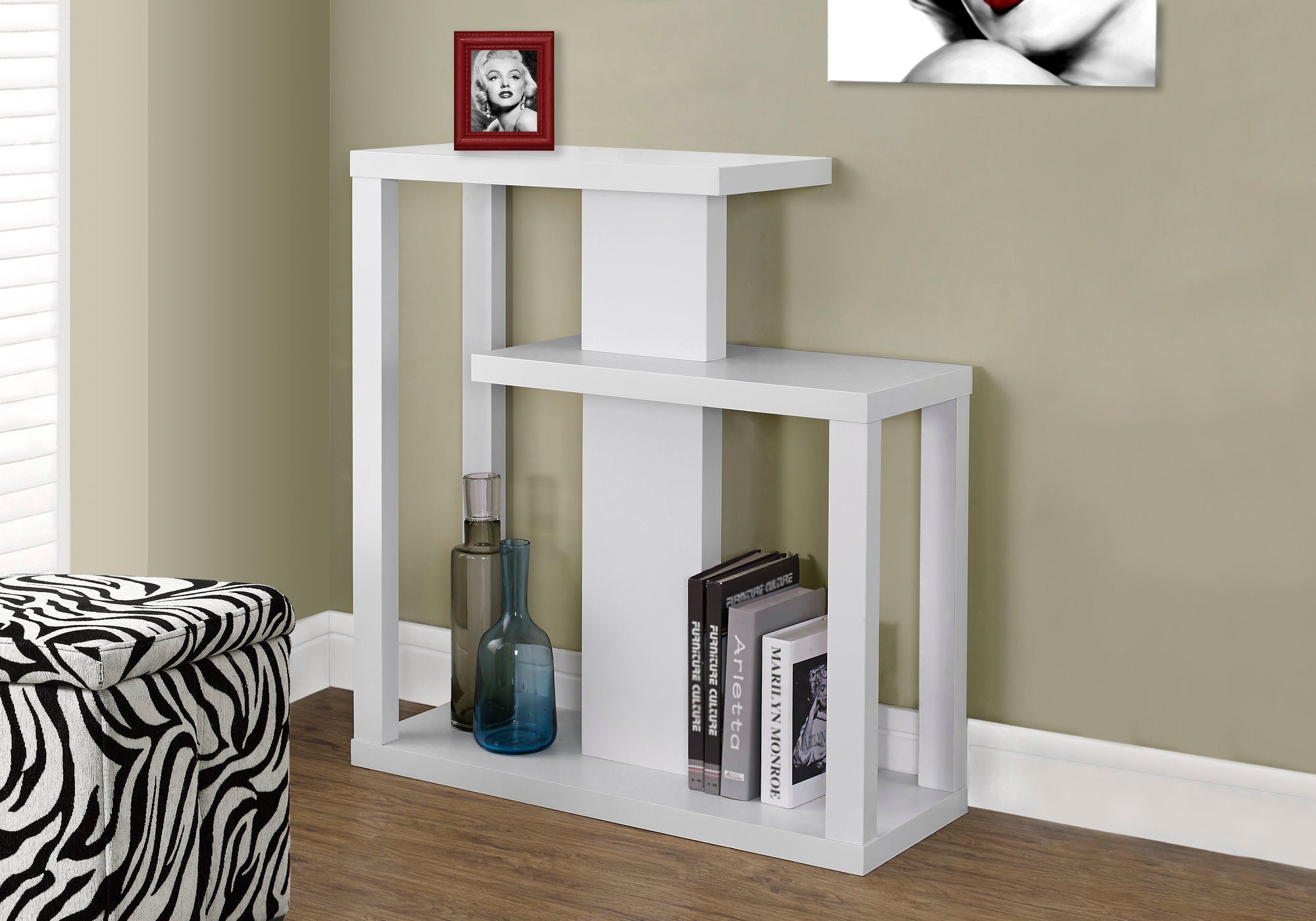 MN-552471    Accent Table, Console, Entryway, Narrow, Sofa, Living Room, Bedroom, White Laminate, Contemporary, Modern