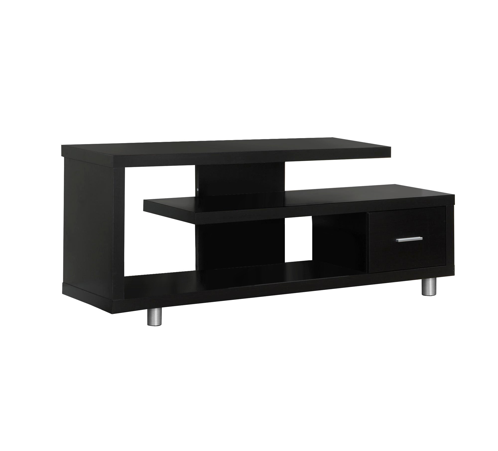 MN-672572    Tv Stand, 60 Inch, Console, Media Entertainment Center, Storage Cabinet, Living Room, Bedroom, Laminate, Metal, Dark Brown, Contemporary, Modern