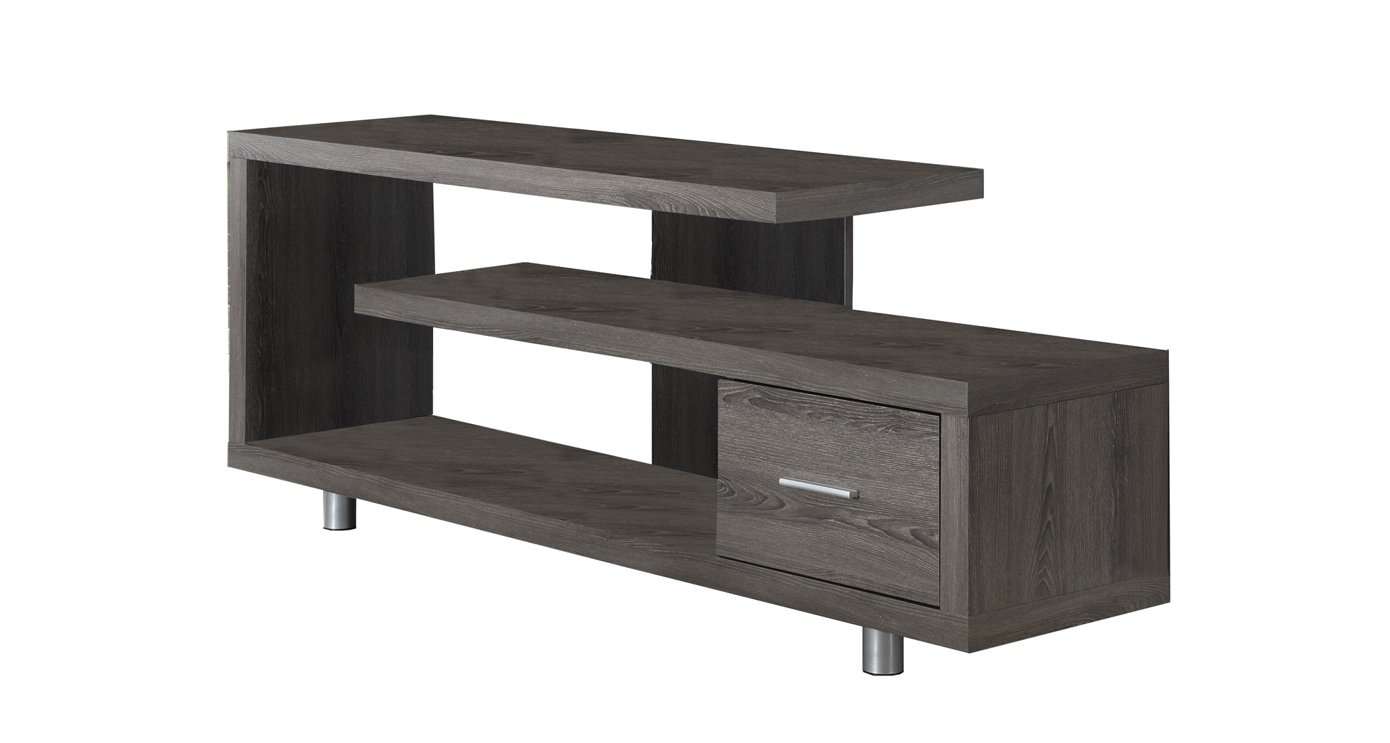 MN-692574    Tv Stand, 60 Inch, Console, Media Entertainment Center, Storage Cabinet, Living Room, Bedroom, Laminate, Metal, Dark Taupe, Contemporary, Modern