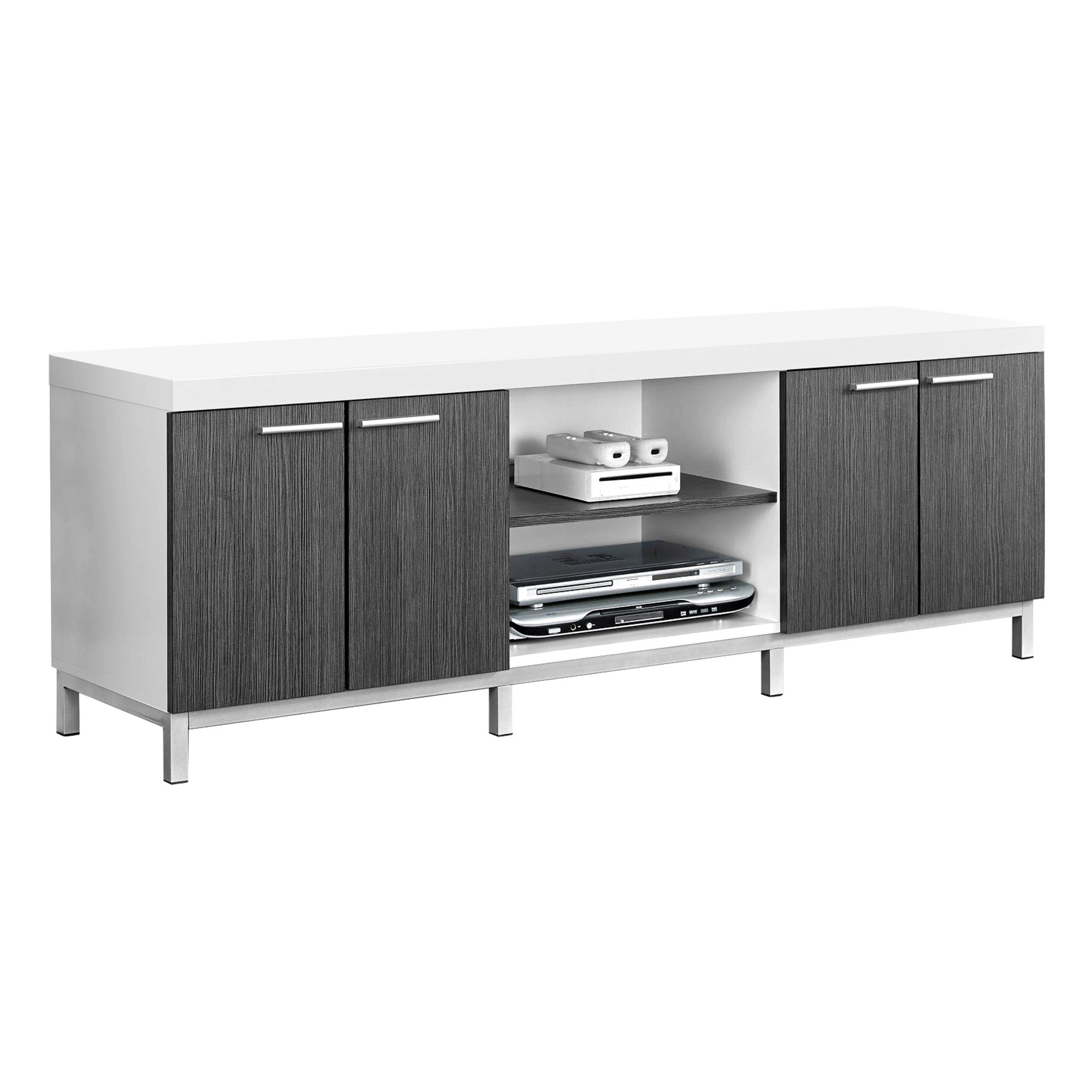 MN-732591    Tv Stand, 60 Inch, Console, Media Entertainment Center, Storage Cabinet, Living Room, Bedroom, Laminate, White, Contemporary, Modern