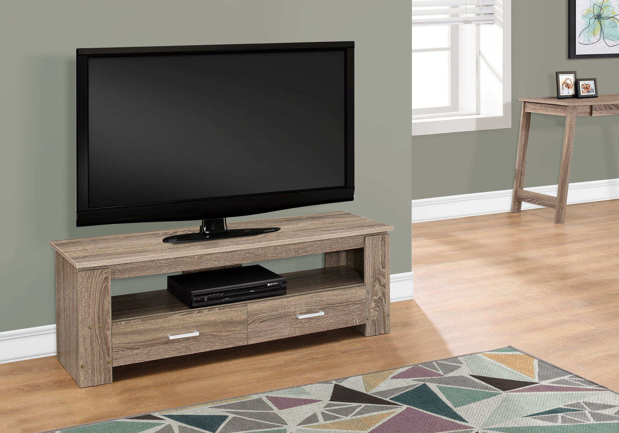 MN-762602    Tv Stand, 48 Inch, Console, Media Entertainment Center, Storage Cabinet, Living Room, Bedroom, Laminate, Dark Taupe, Contemporary, Modern