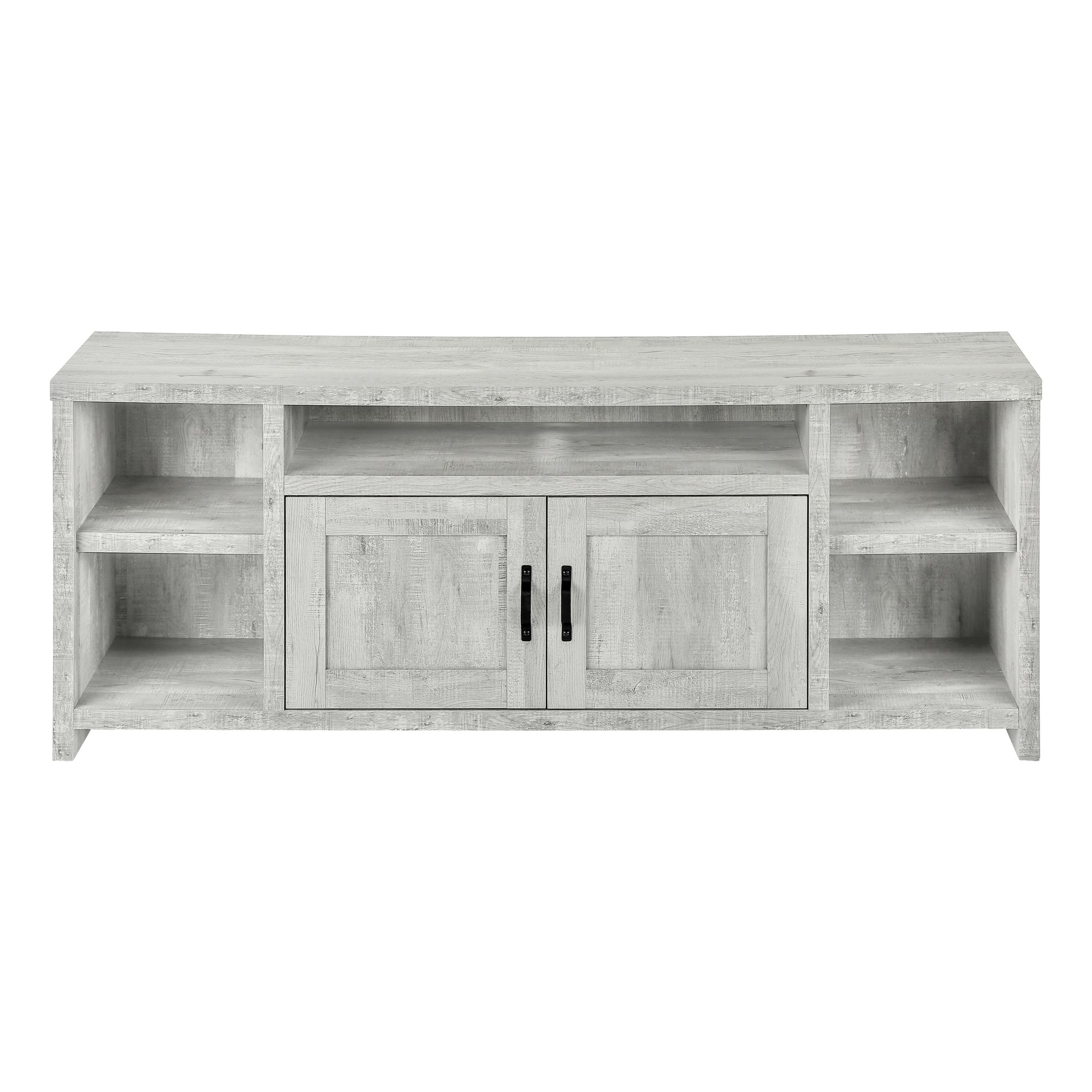 MN-152741    Tv Stand, 60 Inch, Console, Media Entertainment Center, Storage Cabinet, Living Room, Bedroom, Laminate, Grey Reclaimed Wood Look, Black, Contemporary, Industrial, Modern