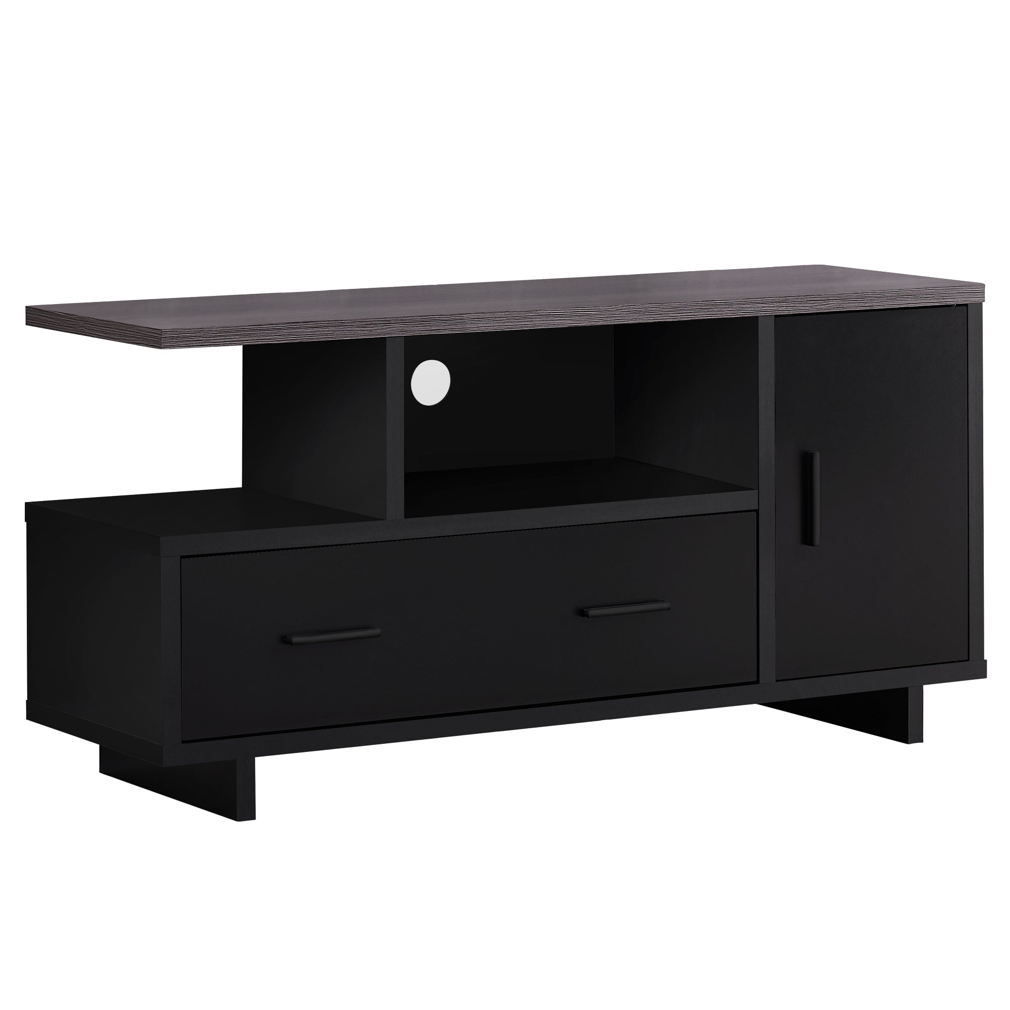 MN-352801    Tv Stand, 48 Inch, Console, Media Entertainment Center, Storage Cabinet, Living Room, Bedroom, Laminate, Black, Grey, Contemporary, Modern