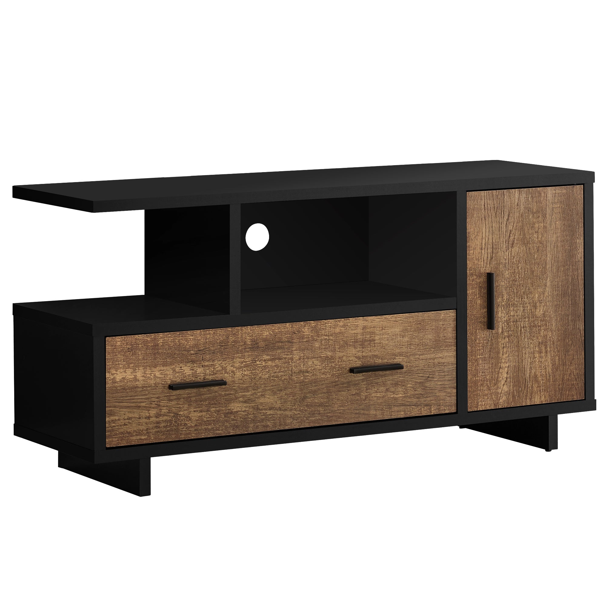 MN-362803    Tv Stand, 48 Inch, Console, Media Entertainment Center, Storage Cabinet, Living Room, Bedroom, Laminate, Black, Brown Reclaimed Wood Look, Contemporary, Modern