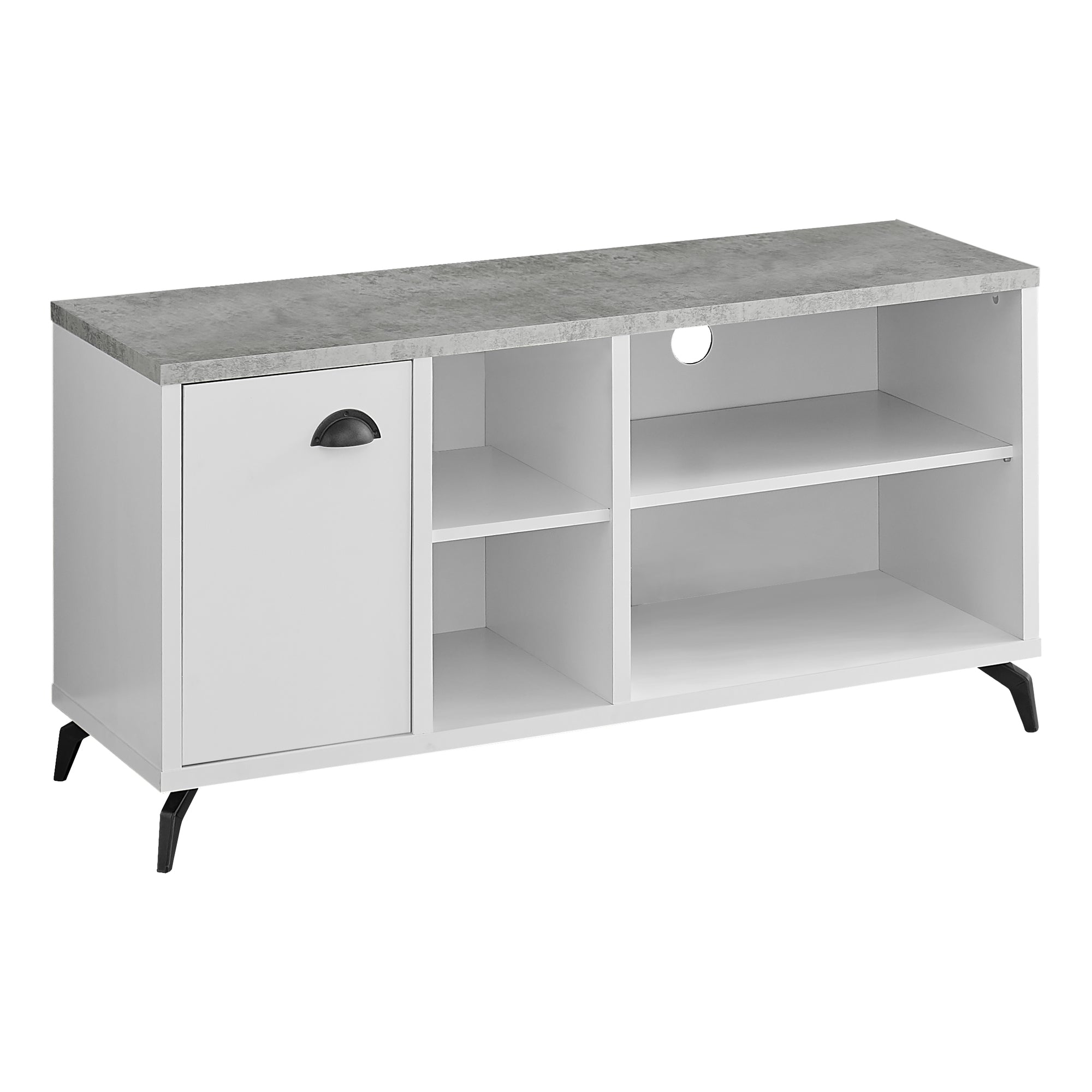 MN-532840    Tv Stand, 48 Inch, Console, Media Entertainment Center, Storage Cabinet, Living Room, Bedroom, Laminate, Metal, Grey Cement Look, Contemporary, Modern