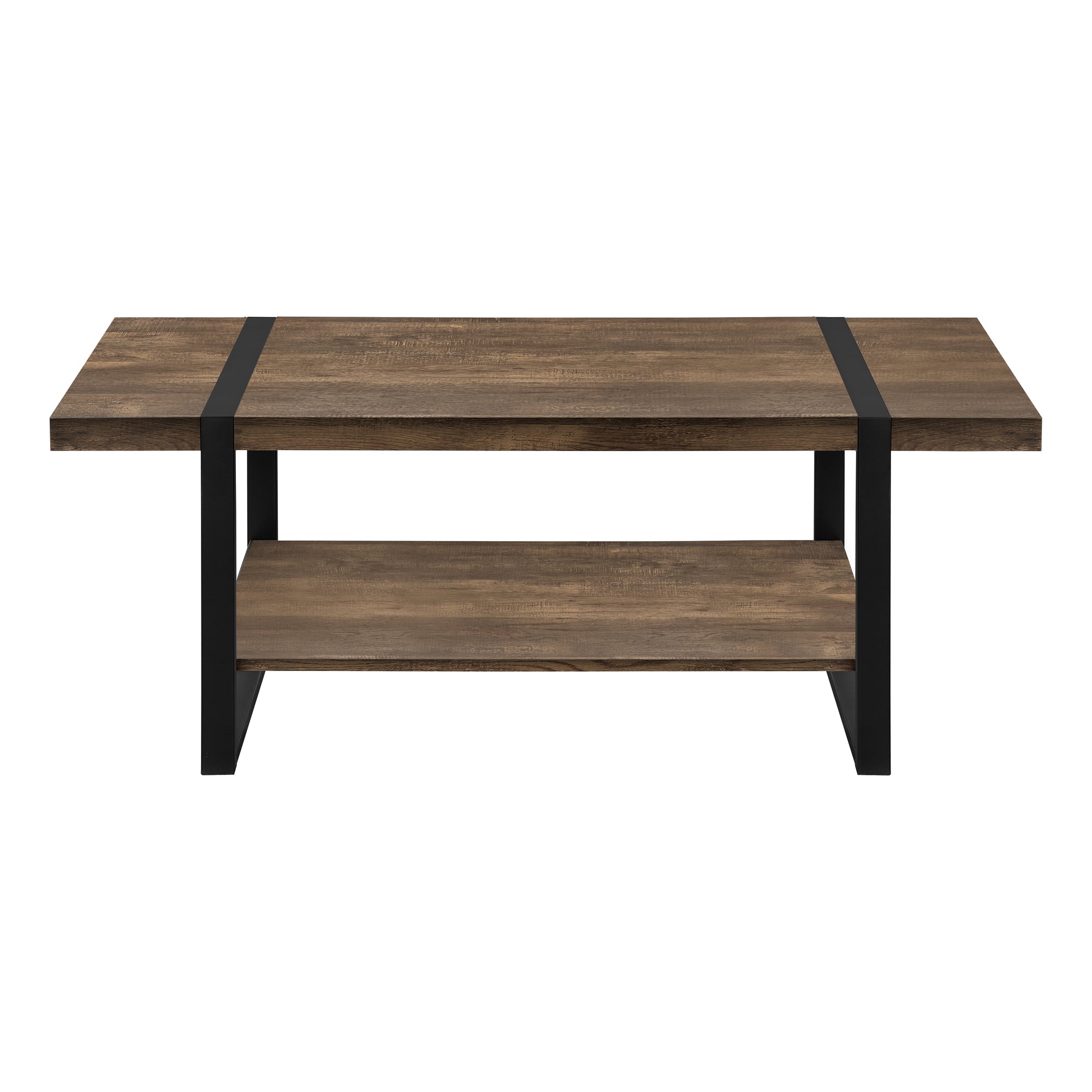 MN-552850    Coffee Table, Accent, Cocktail, Rectangular, Living Room, Metal Frame, Laminate, Brown Reclaimed Wood Look, Black, Contemporary, Industrial, Modern