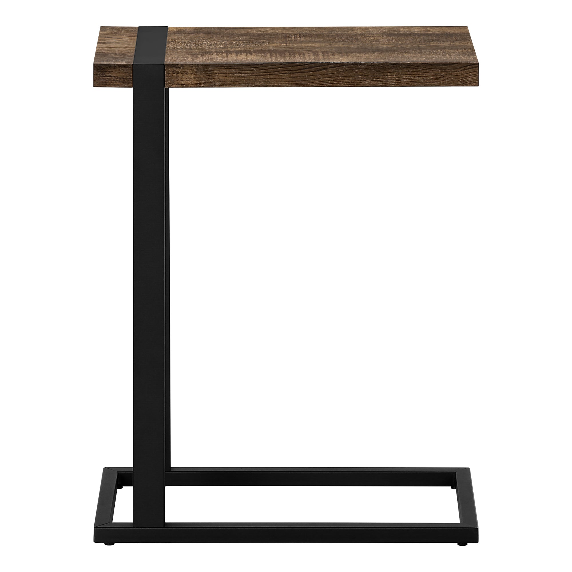 MN-582853    Accent Table, C-Shaped, End, Side, Snack, Living Room, Bedroom, Metal Legs, Laminate, Brown Reclaimed Wood Look, Black, Contemporary, Industrial, Modern